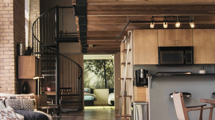 Cozy & clean industrial living room makeover