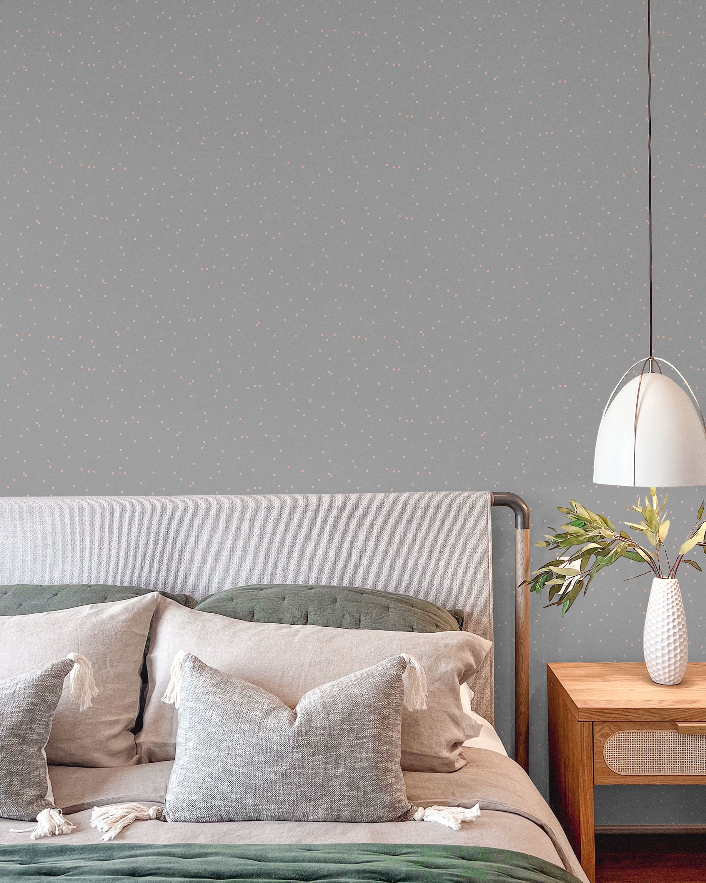 Pastel Dots Peel and Stick Wallpaper, Removable Wallpaper, Traditional Wallpaper - Warm Gray | DeccoPrint