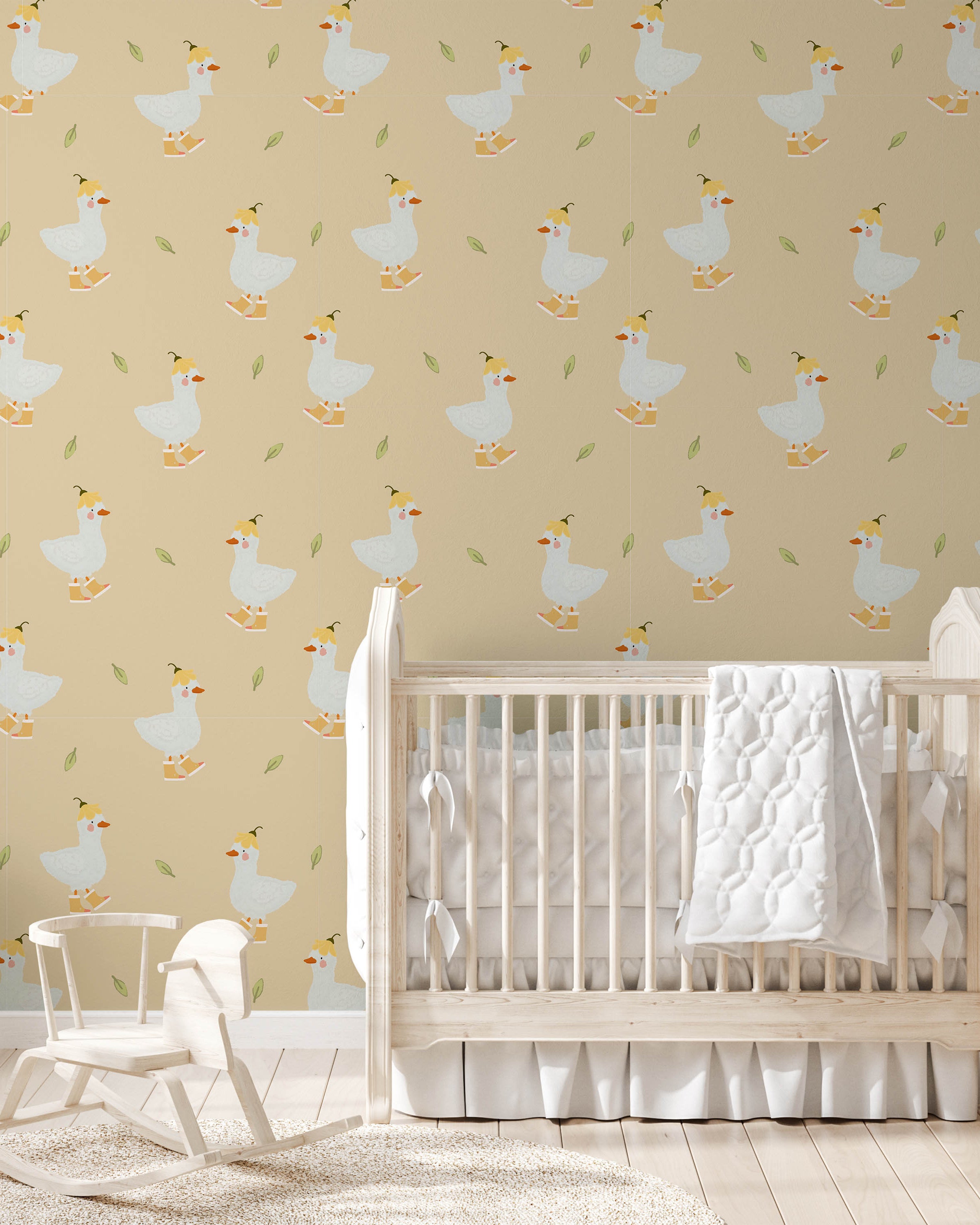Silly Goose Peel and Stick Wallpaper, Removable Wallpaper, Traditional Wallpaper - Yellow | DeccoPrint