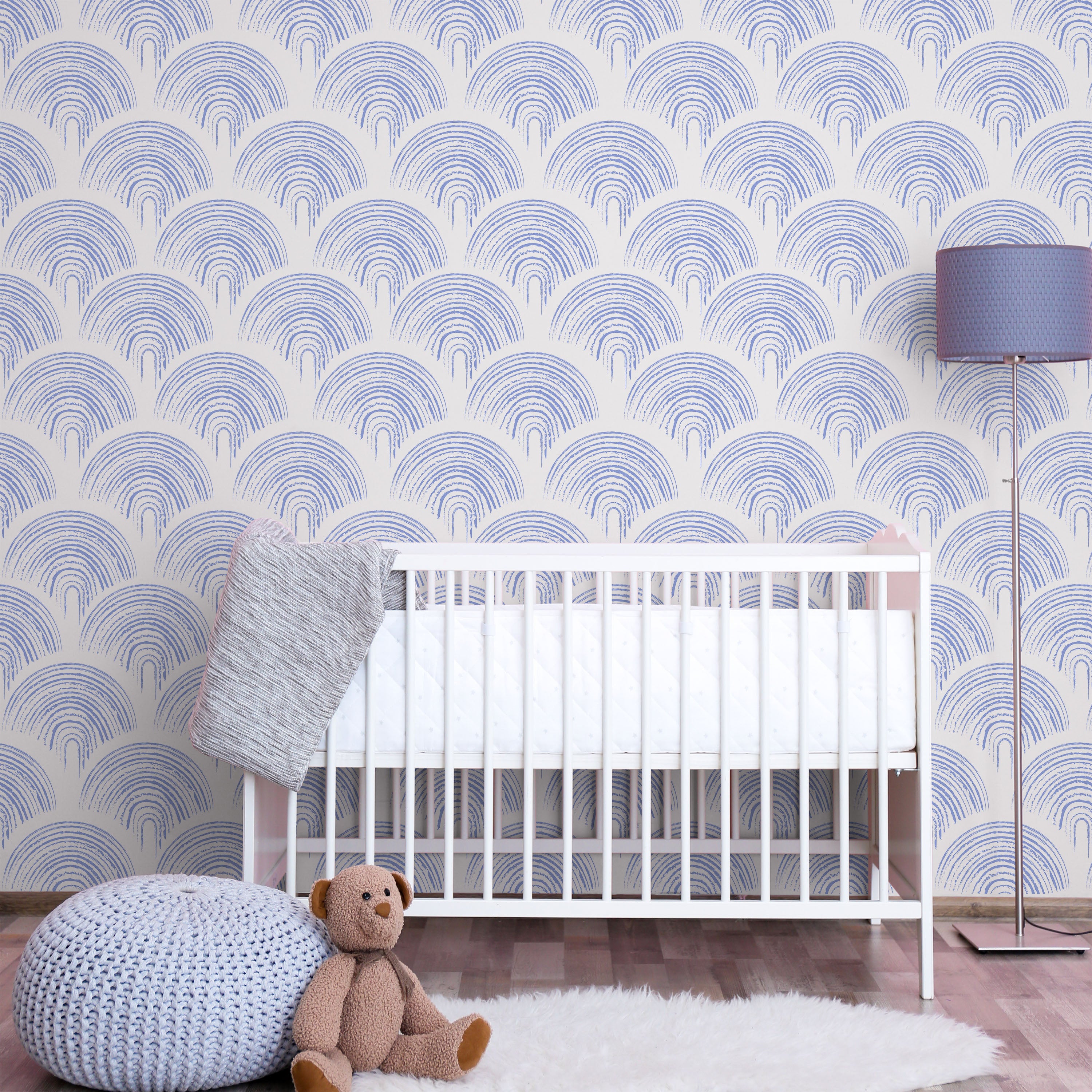 Playroom Peel and Stick Wallpaper, Removable Wallpaper, Traditional Wallpaper - Baby Blue | DeccoPrint