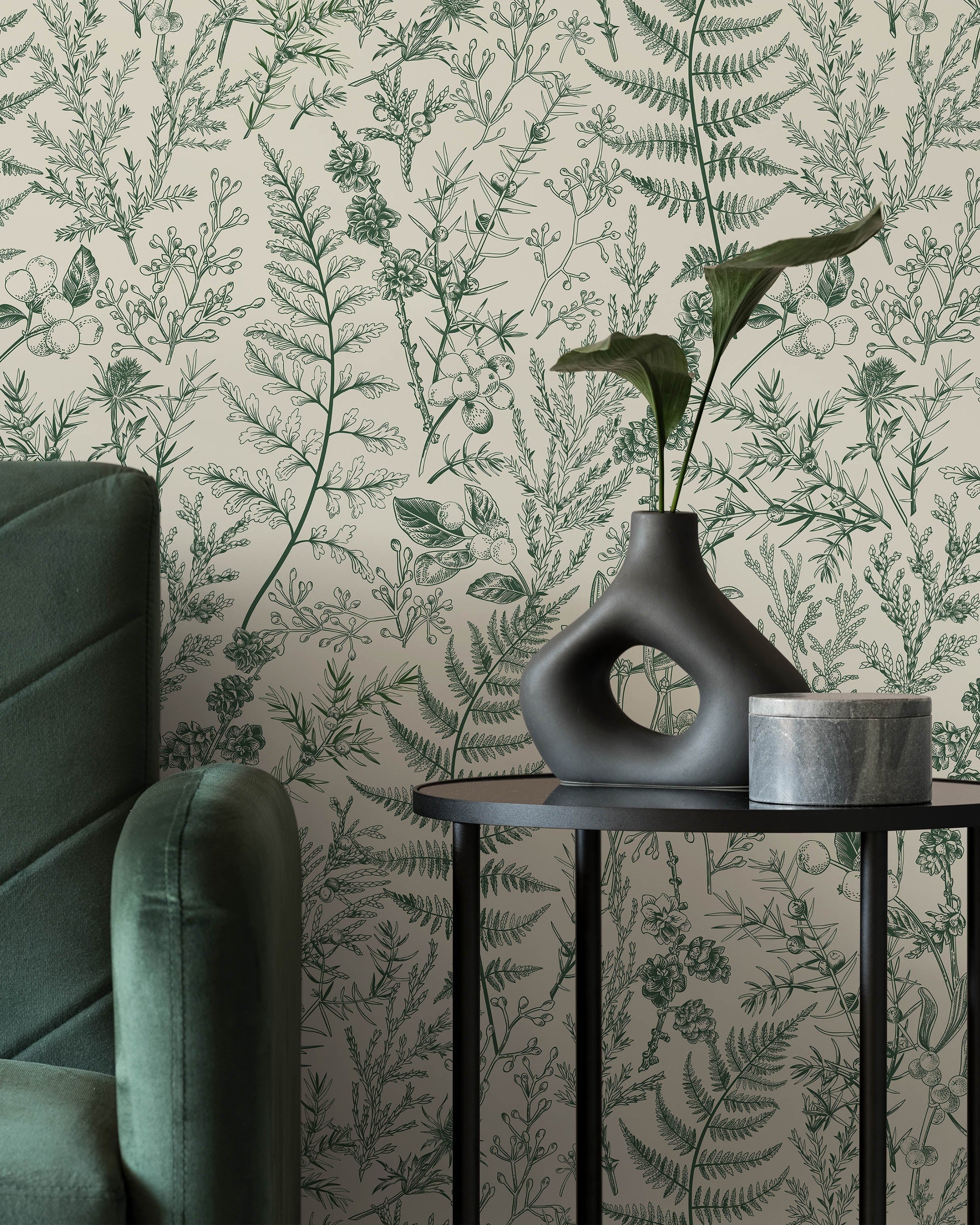 Forest Dream Peel and Stick Wallpaper, Removable Wallpaper, Traditional Wallpaper - Pine Green | DeccoPrint