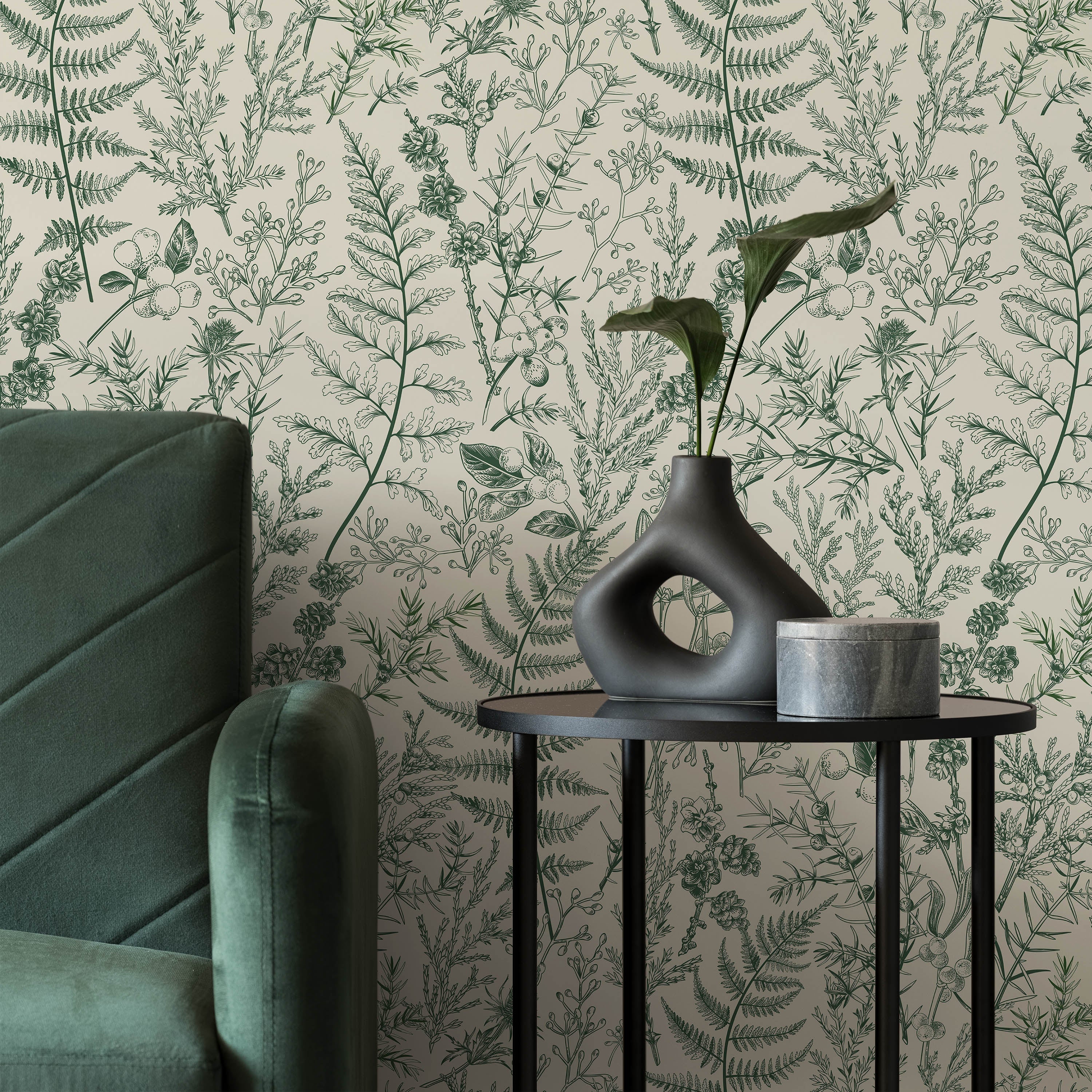 Forest Dream Peel and Stick Wallpaper, Removable Wallpaper, Traditional Wallpaper - Pine Green | DeccoPrint