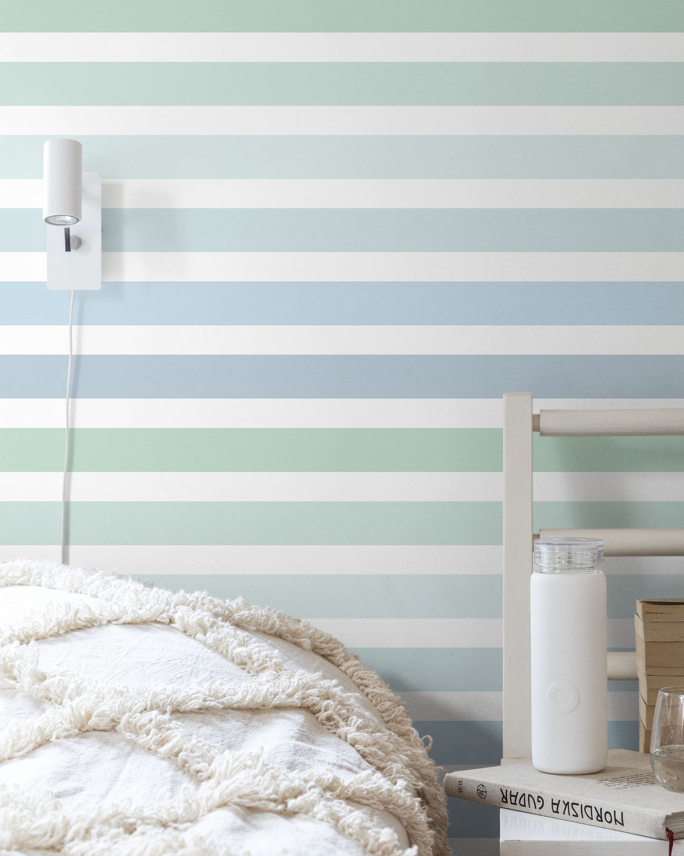 Colored Stripes Peel and Stick Wallpaper, Removable Wallpaper, Traditional Wallpaper - Ocean Tones | DeccoPrint