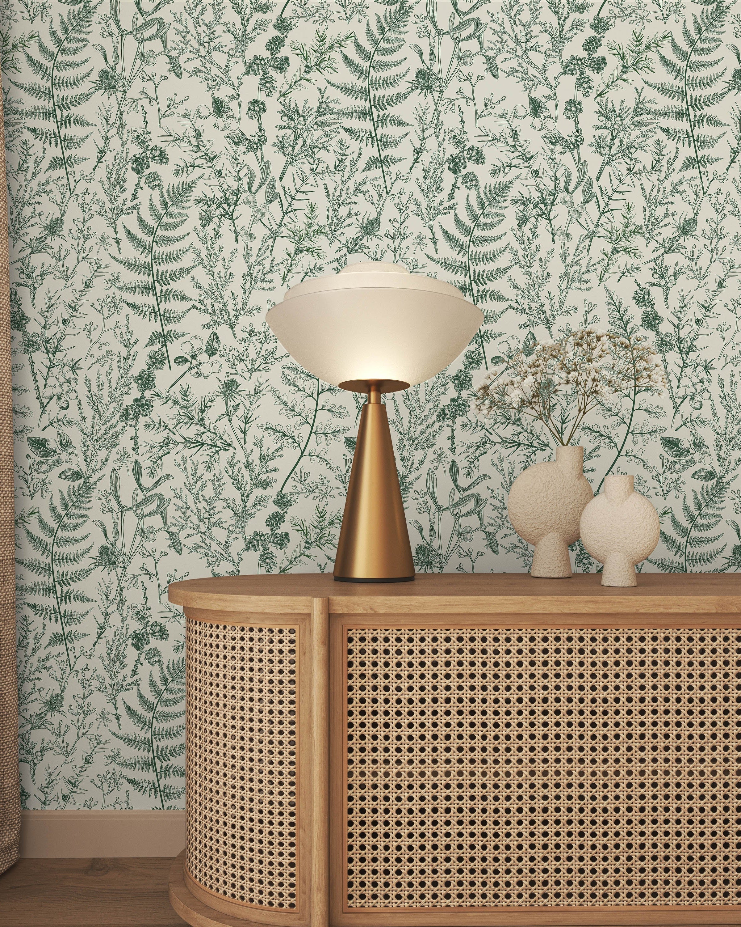 Forest Dream Peel and Stick Wallpaper, Removable Wallpaper, Traditional Wallpaper - Pine Green | DeccoPrint