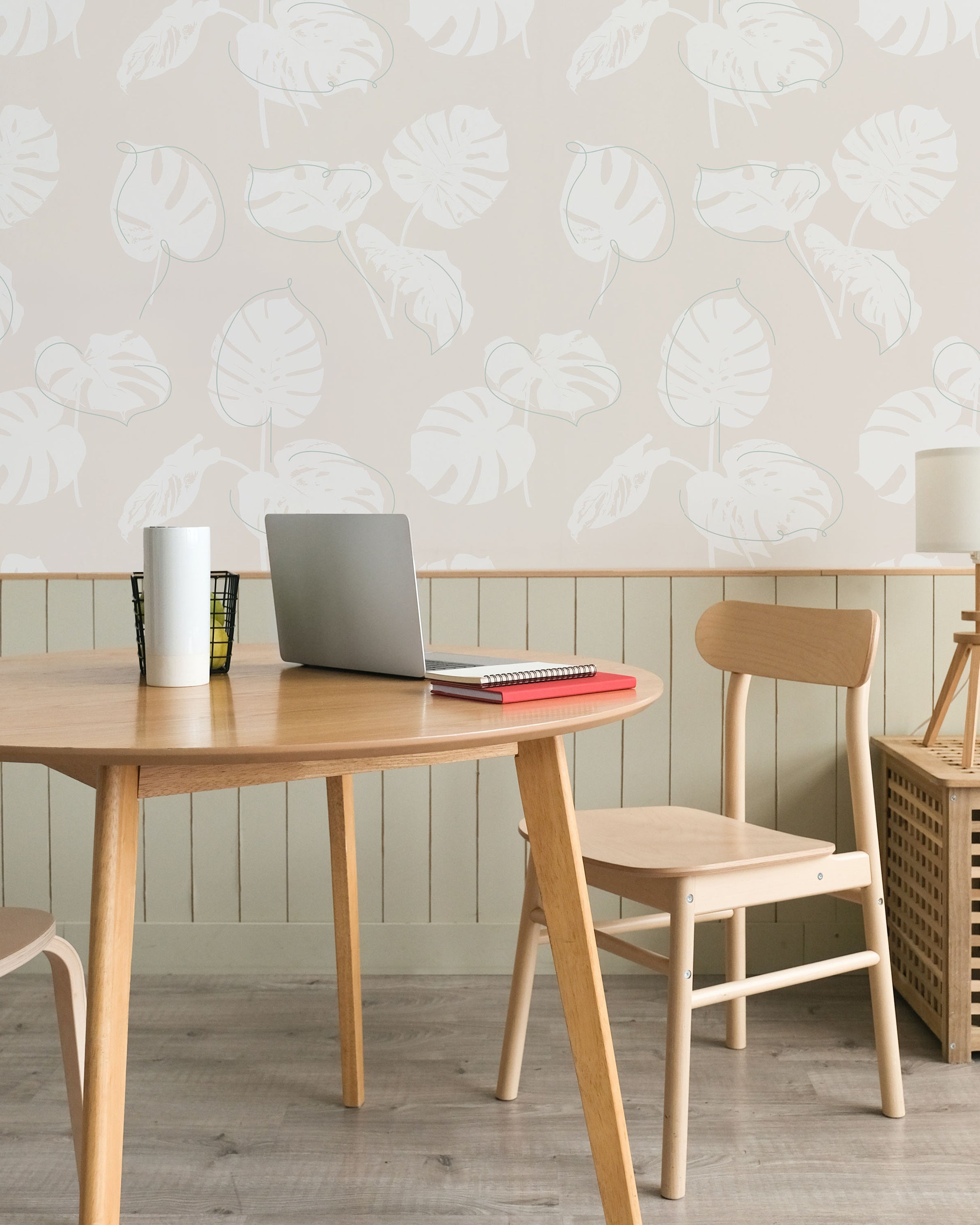 Monstera Leaves Peel and Stick Wallpaper, Removable Wallpaper, Traditional Wallpaper - Muted Beige | DeccoPrint