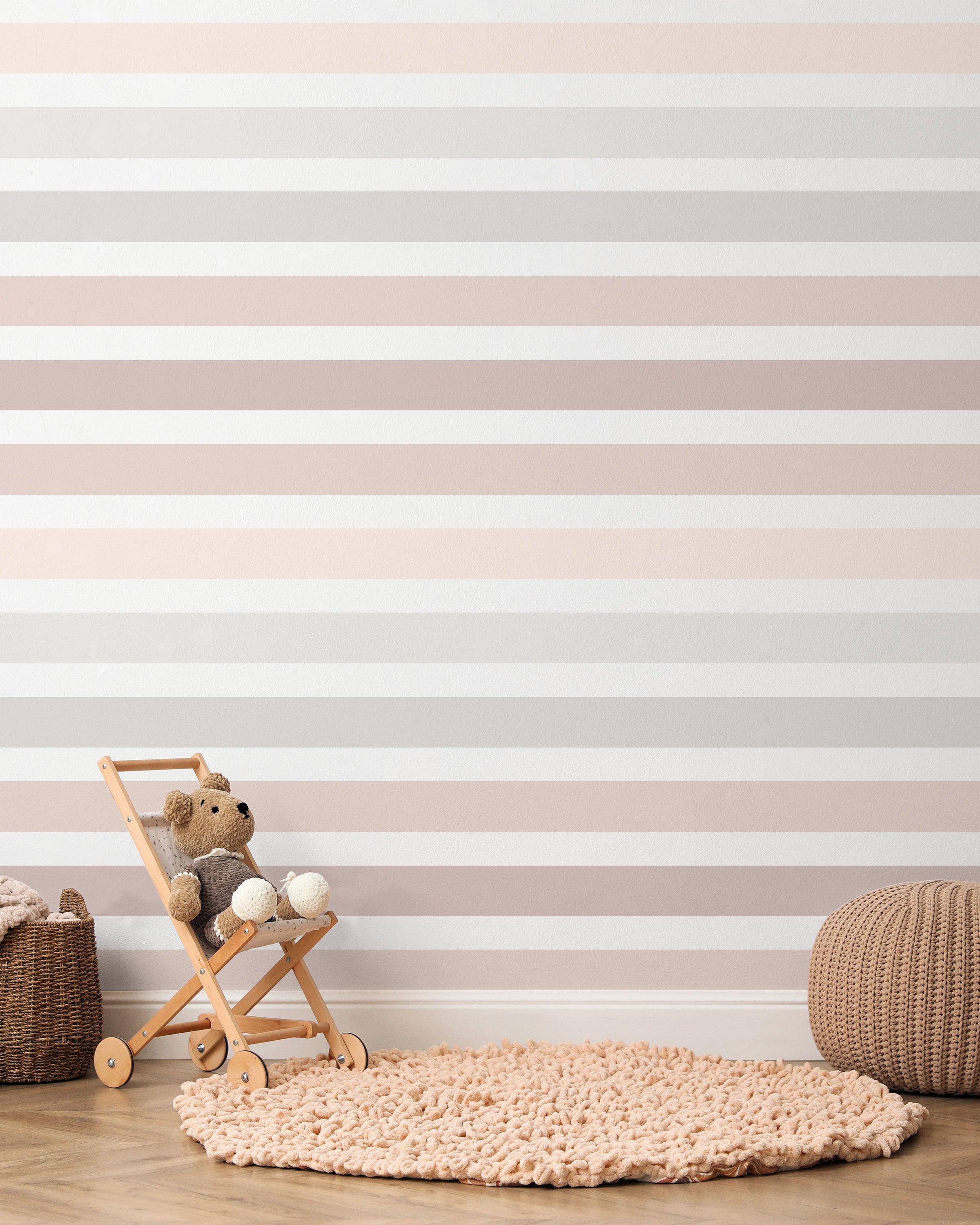 Colored Stripes Peel and Stick Wallpaper, Removable Wallpaper, Traditional Wallpaper - Earth Tones | DeccoPrint