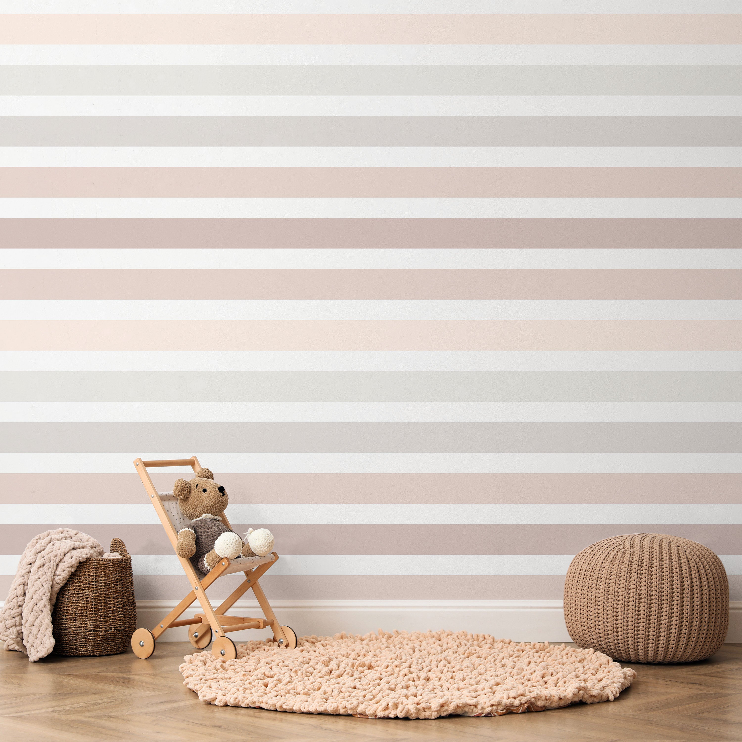 Colored Stripes Peel and Stick Wallpaper, Removable Wallpaper, Traditional Wallpaper - Earth Tones | DeccoPrint