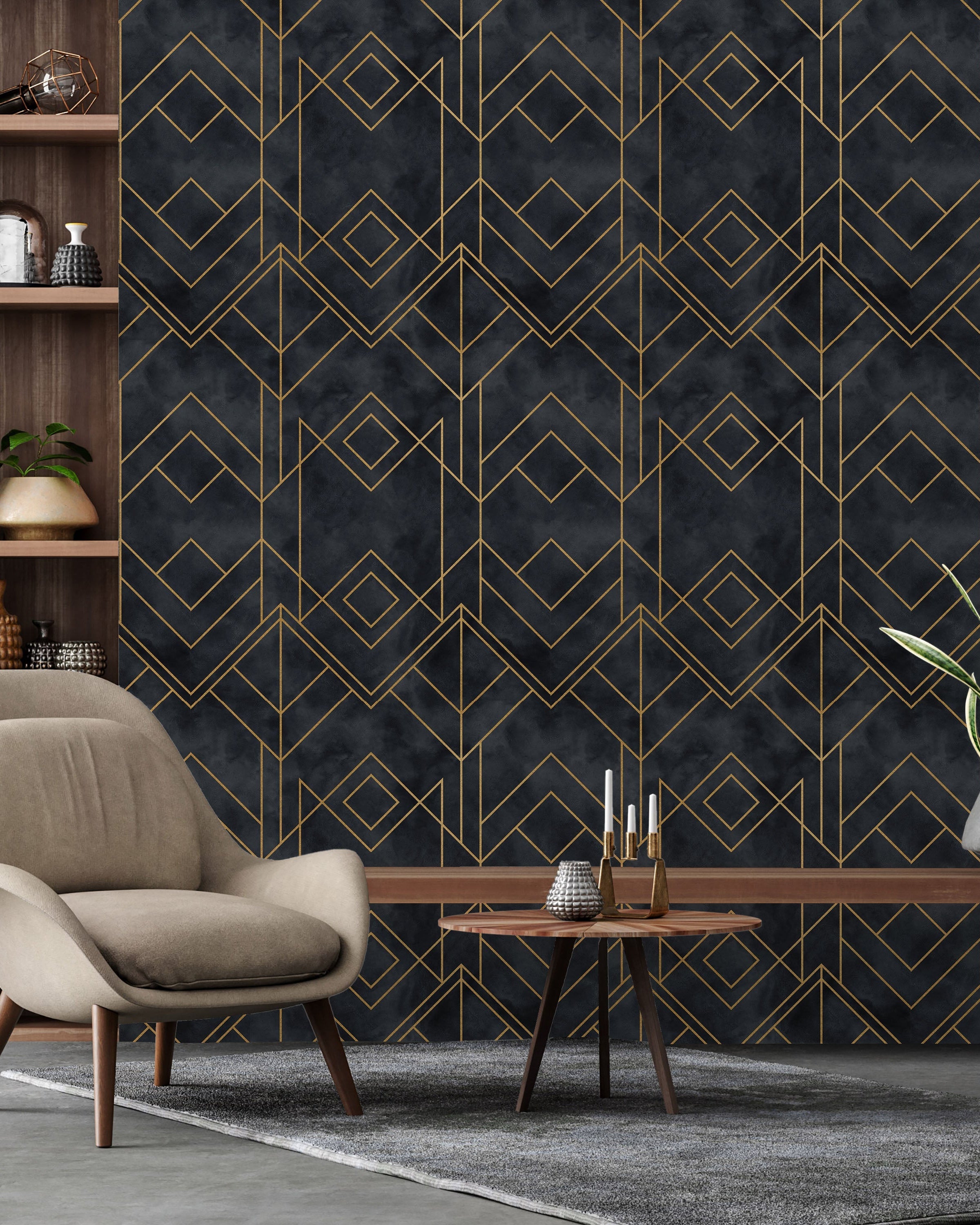 Deco Noir Peel and Stick Wallpaper, Removable Wallpaper, Traditional Wallpaper | DeccoPrint