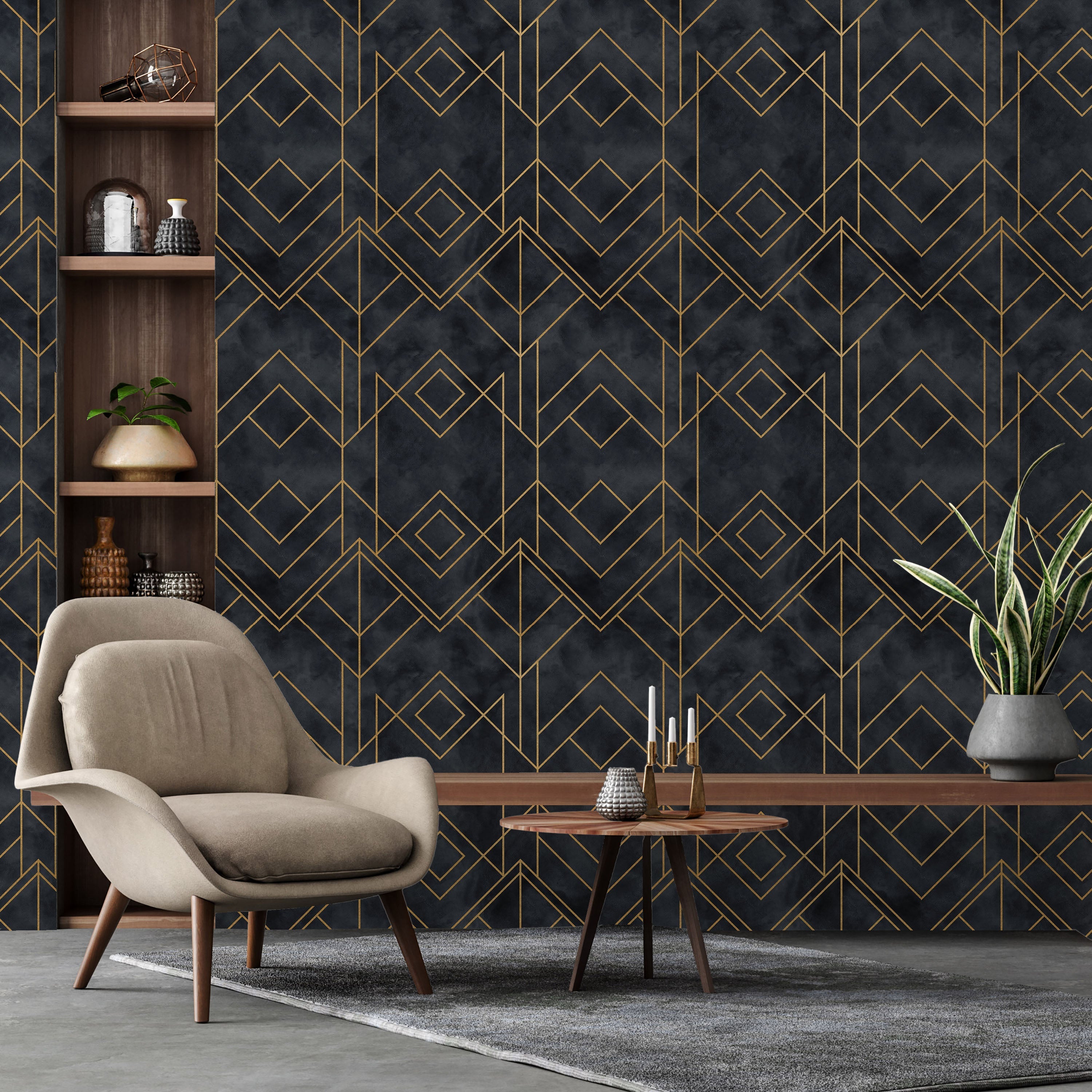 Deco Noir Peel and Stick Wallpaper, Removable Wallpaper, Traditional Wallpaper | DeccoPrint