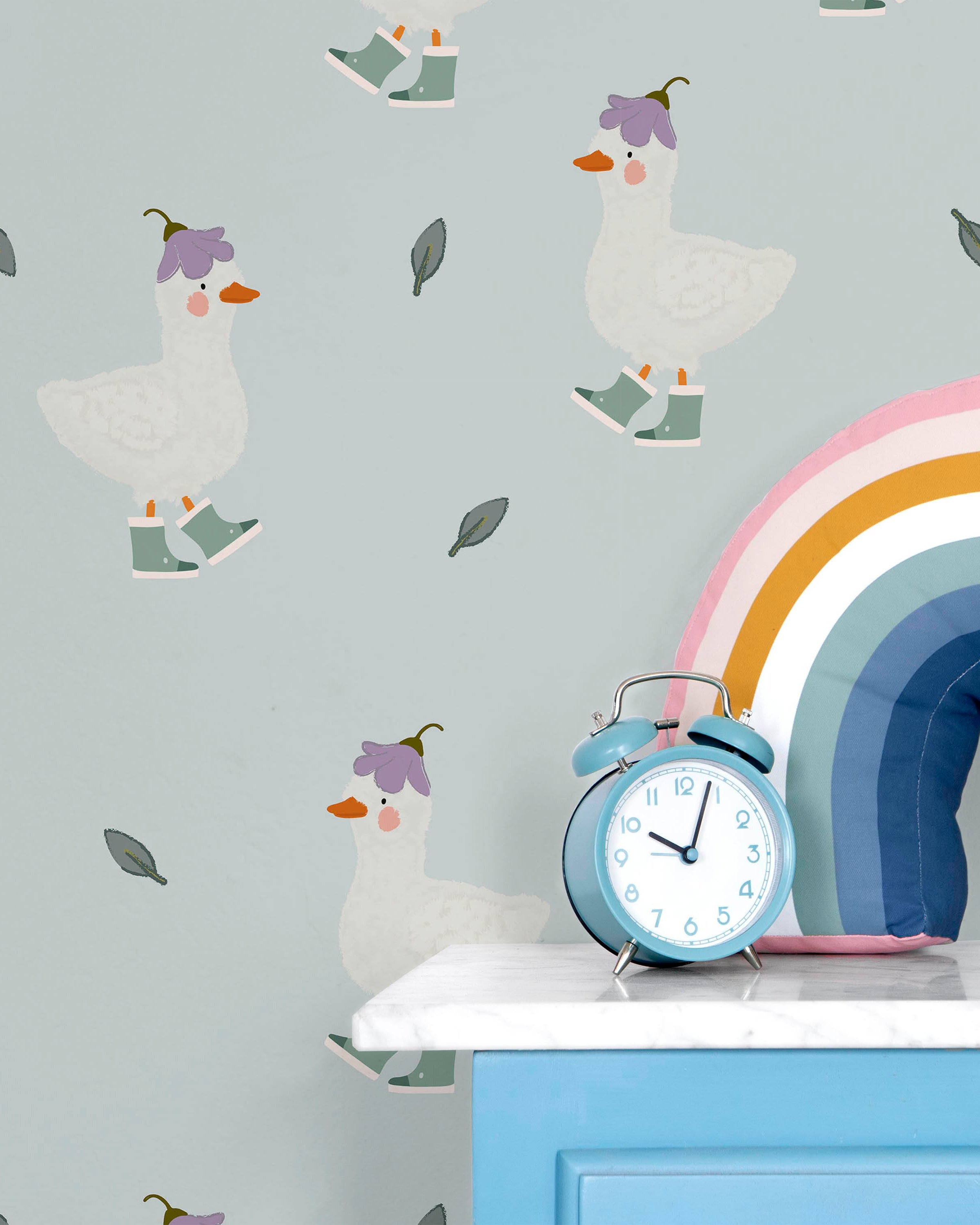 Silly Goose Peel and Stick Wallpaper, Removable Wallpaper, Traditional Wallpaper - Blue | DeccoPrint