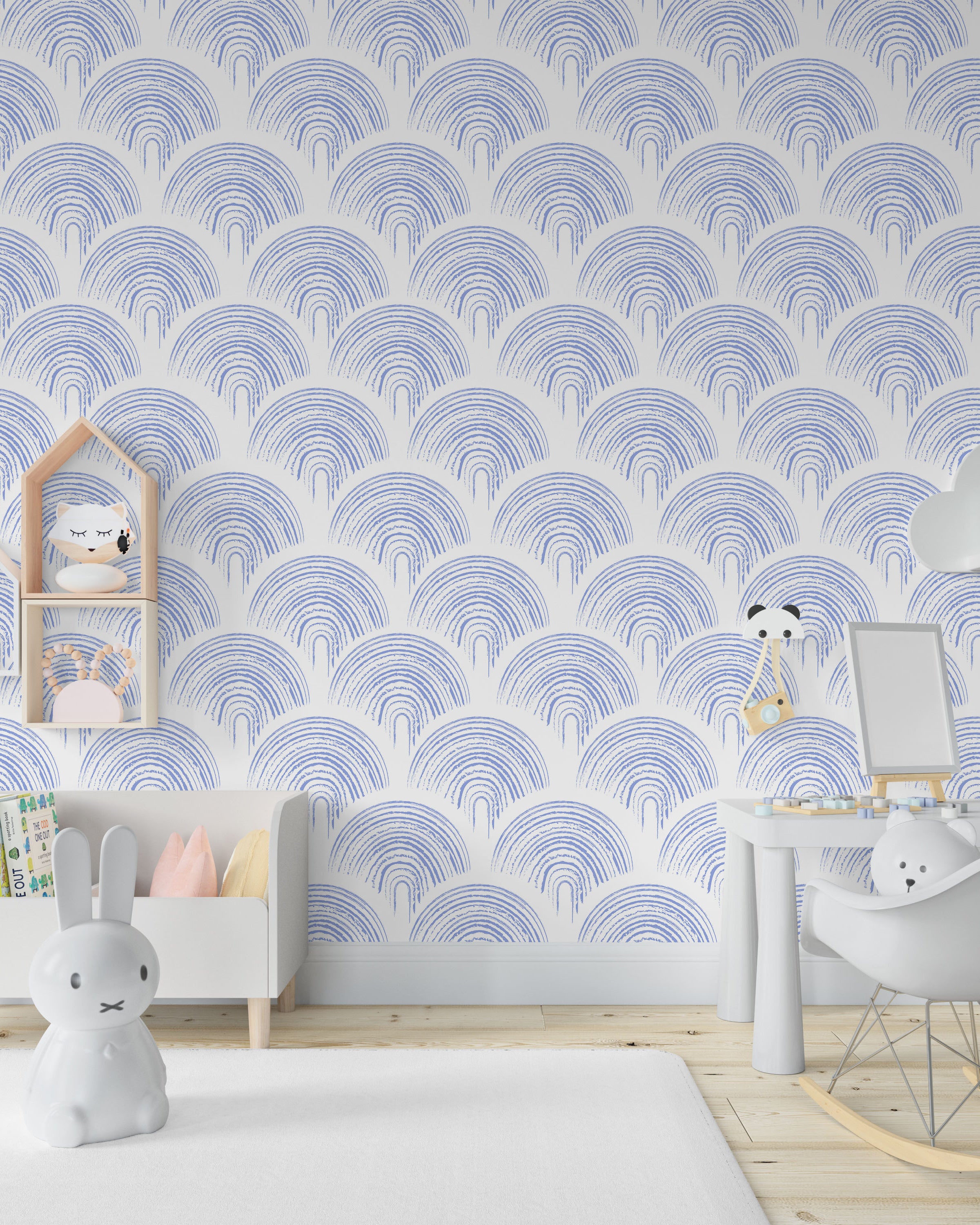 Playroom Peel and Stick Wallpaper, Removable Wallpaper, Traditional Wallpaper - Baby Blue | DeccoPrint