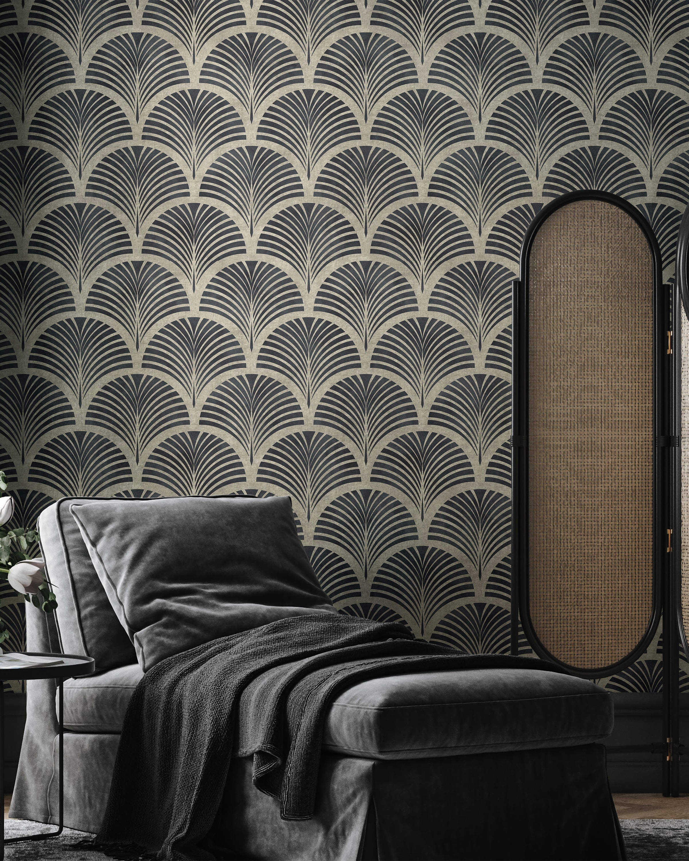 Deco Arcs Peel and Stick Wallpaper, Removable Wallpaper, Traditional Wallpaper - Linen Beige | DeccoPrint