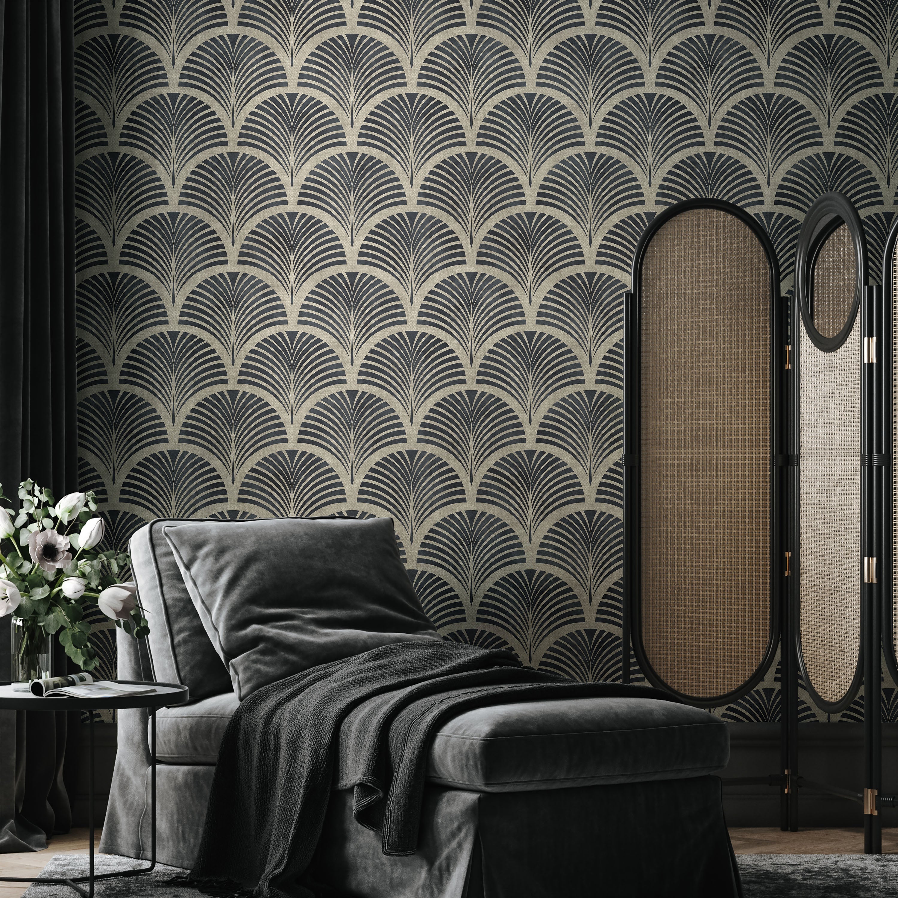 Deco Arcs Peel and Stick Wallpaper, Removable Wallpaper, Traditional Wallpaper - Linen Beige | DeccoPrint