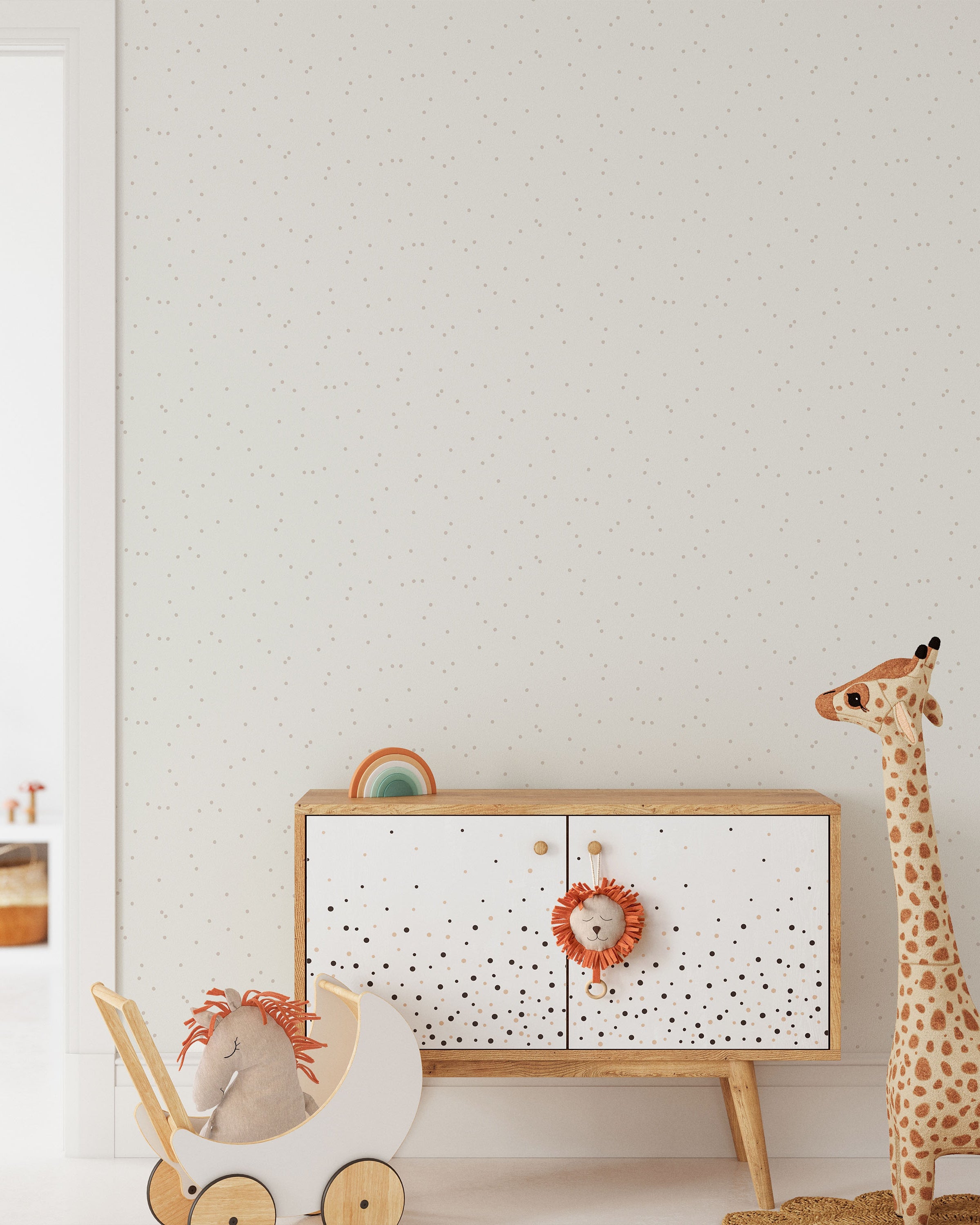 Pastel Dots Peel and Stick Wallpaper, Removable Wallpaper, Traditional Wallpaper - Light Brown | DeccoPrint