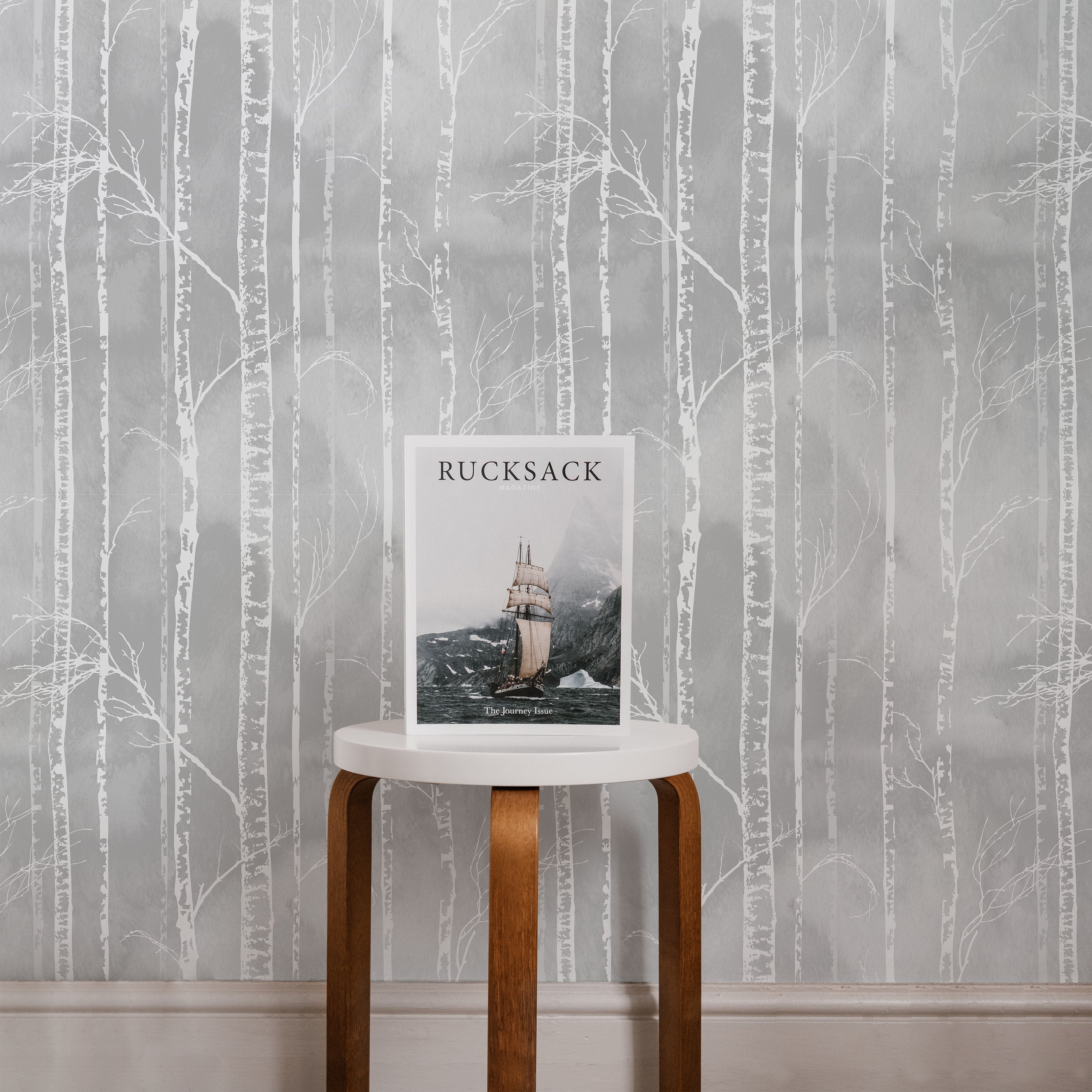 Birch Forest Peel and Stick Wallpaper, Removable Wallpaper, Traditional Wallpaper - Smoke Gray | DeccoPrint