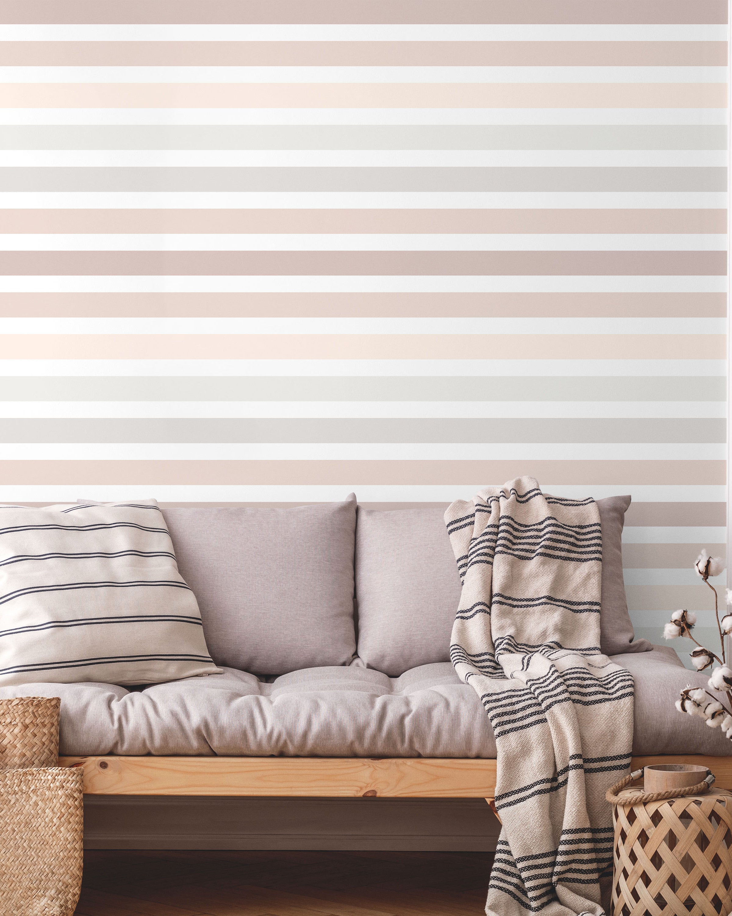 Colored Stripes Peel and Stick Wallpaper, Removable Wallpaper, Traditional Wallpaper - Earth Tones | DeccoPrint