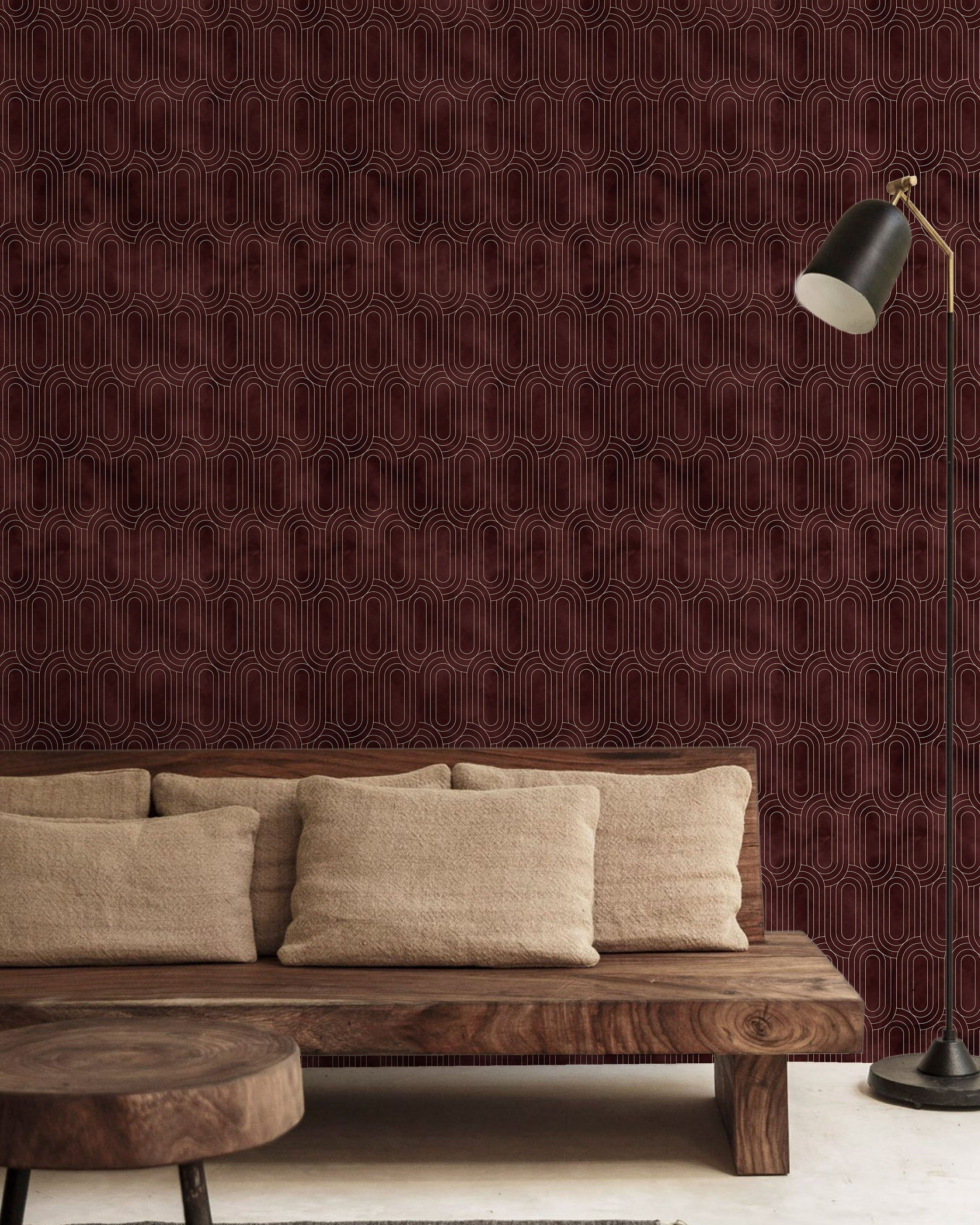 Royal Facade Peel and Stick Wallpaper, Removable Wallpaper, Traditional Wallpaper - Deep Red | DeccoPrint