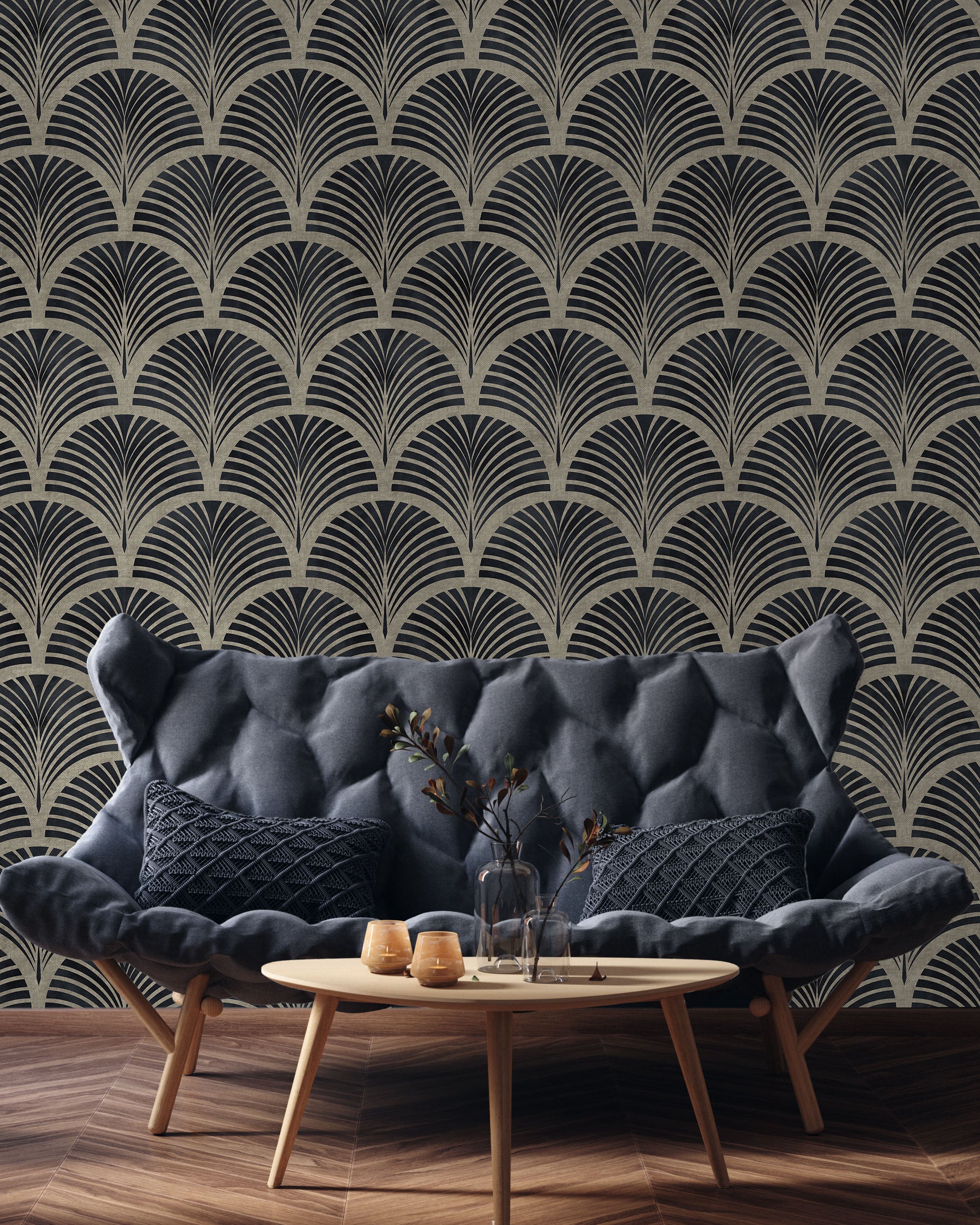 Deco Arcs Peel and Stick Wallpaper, Removable Wallpaper, Traditional Wallpaper - Linen Beige | DeccoPrint
