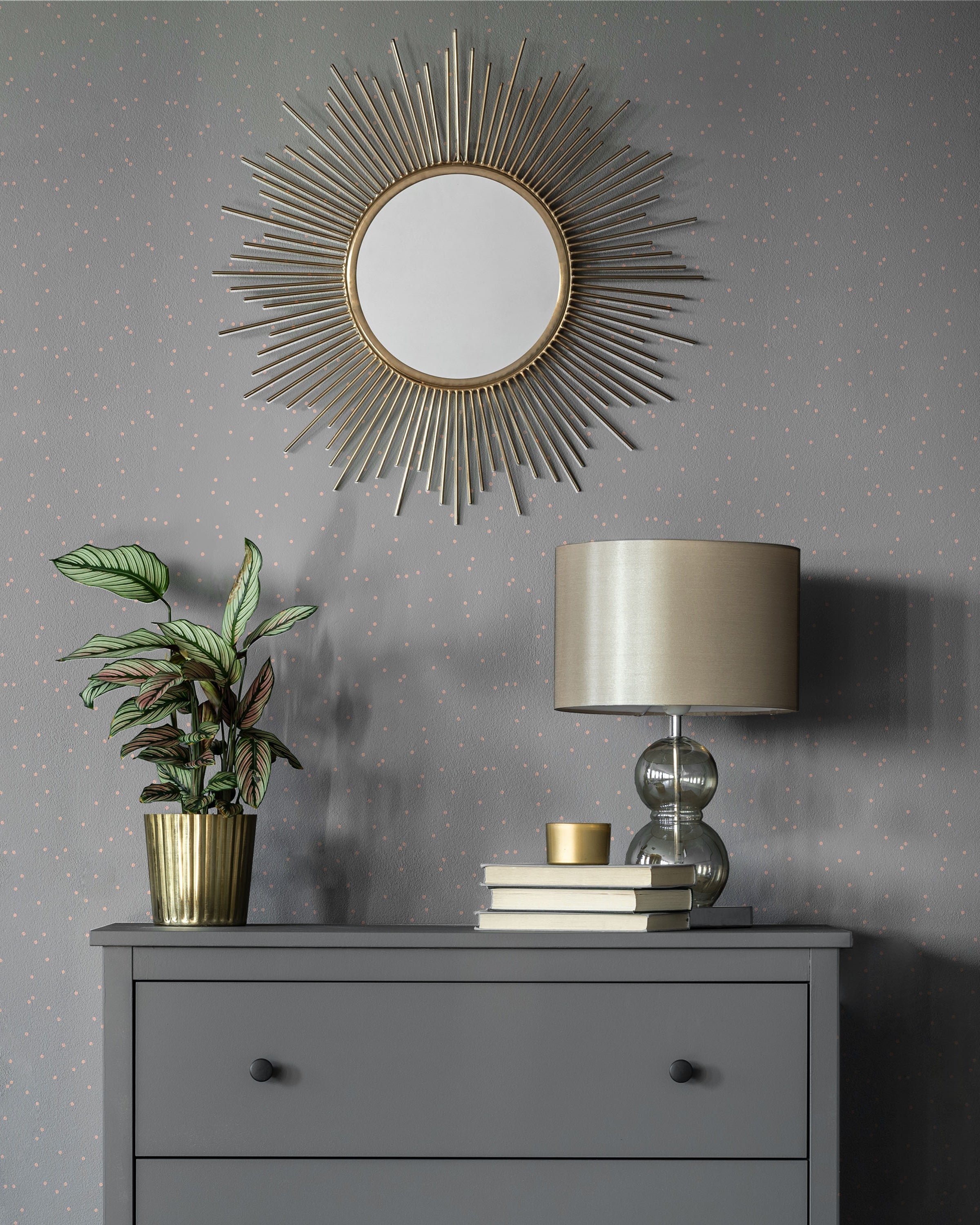 Pastel Dots Peel and Stick Wallpaper, Removable Wallpaper, Traditional Wallpaper - Warm Gray | DeccoPrint