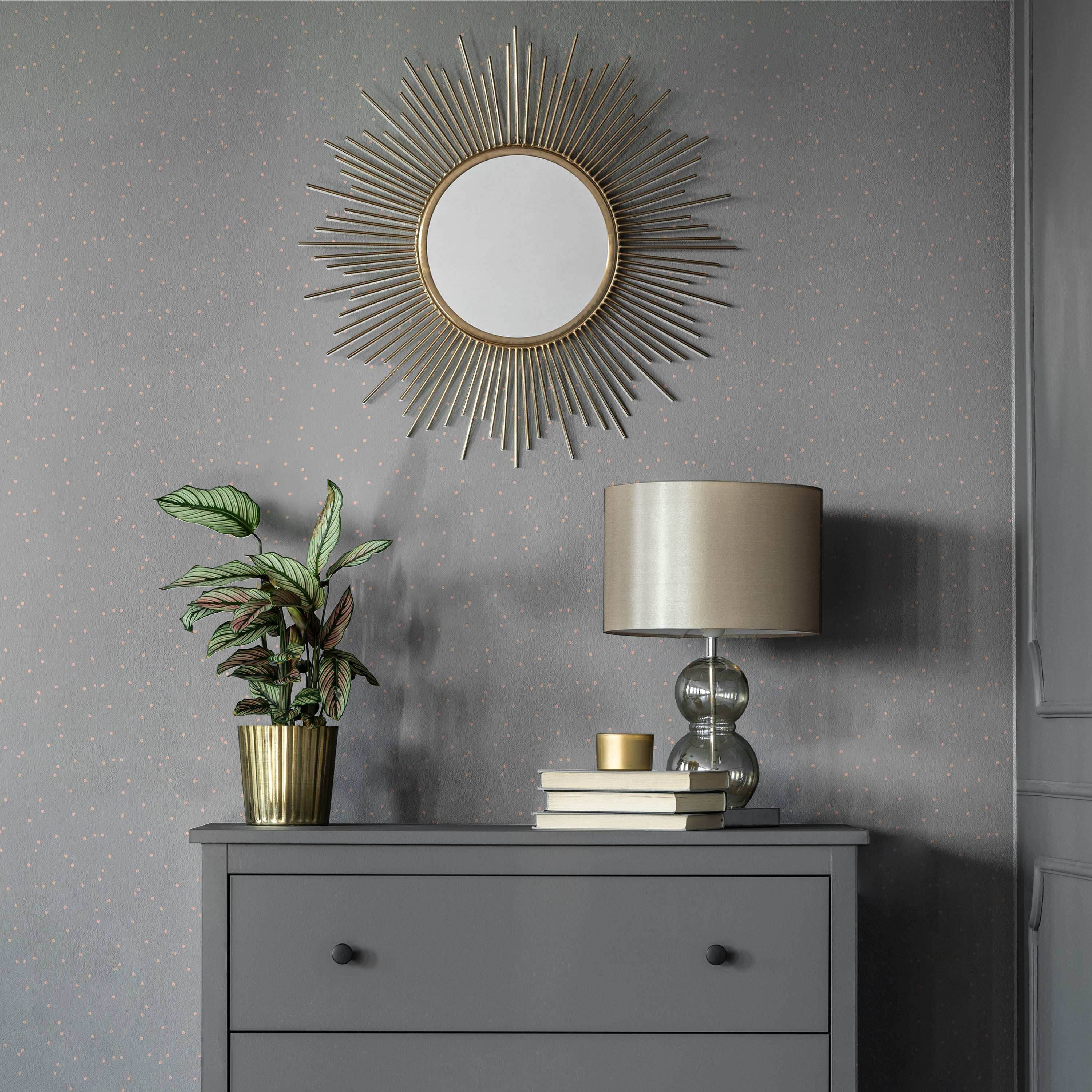 Pastel Dots Peel and Stick Wallpaper, Removable Wallpaper, Traditional Wallpaper - Warm Gray | DeccoPrint