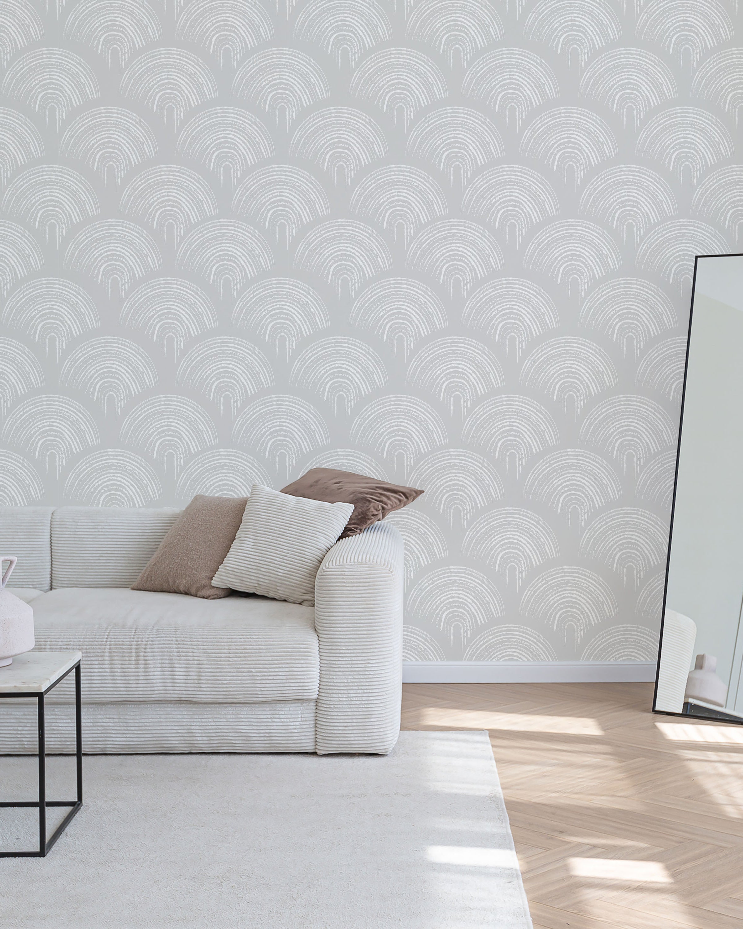 Playroom Peel and Stick Wallpaper, Removable Wallpaper, Traditional Wallpaper - Light Gray | DeccoPrint