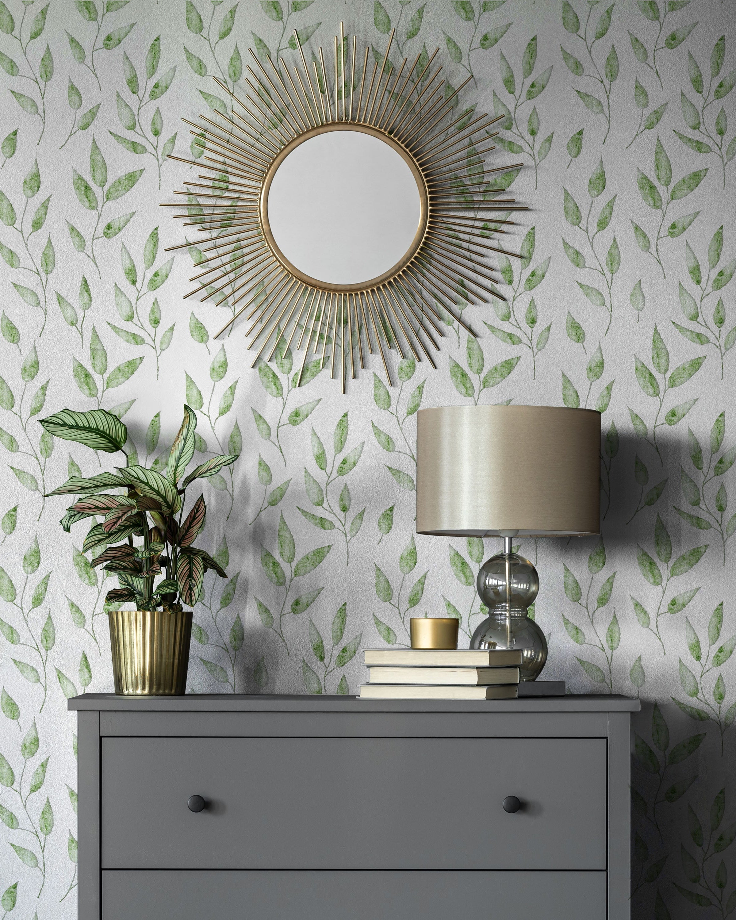Green Foliage Peel and Stick Wallpaper, Removable Wallpaper, Traditional Wallpaper | DeccoPrint