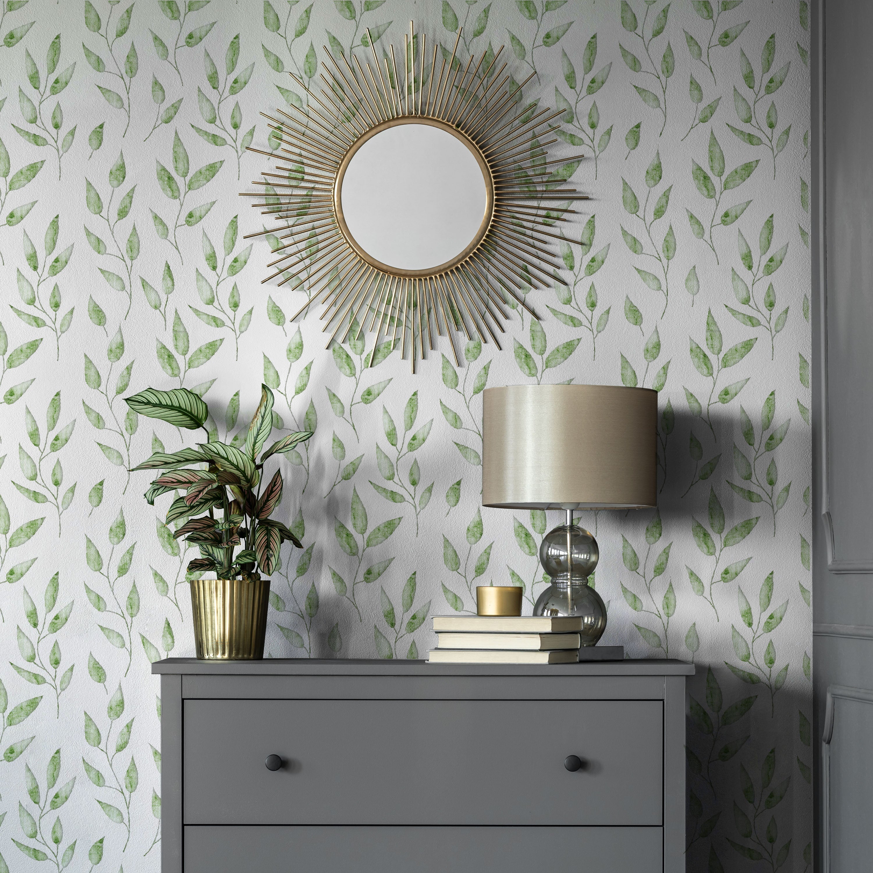 Green Foliage Peel and Stick Wallpaper, Removable Wallpaper, Traditional Wallpaper | DeccoPrint