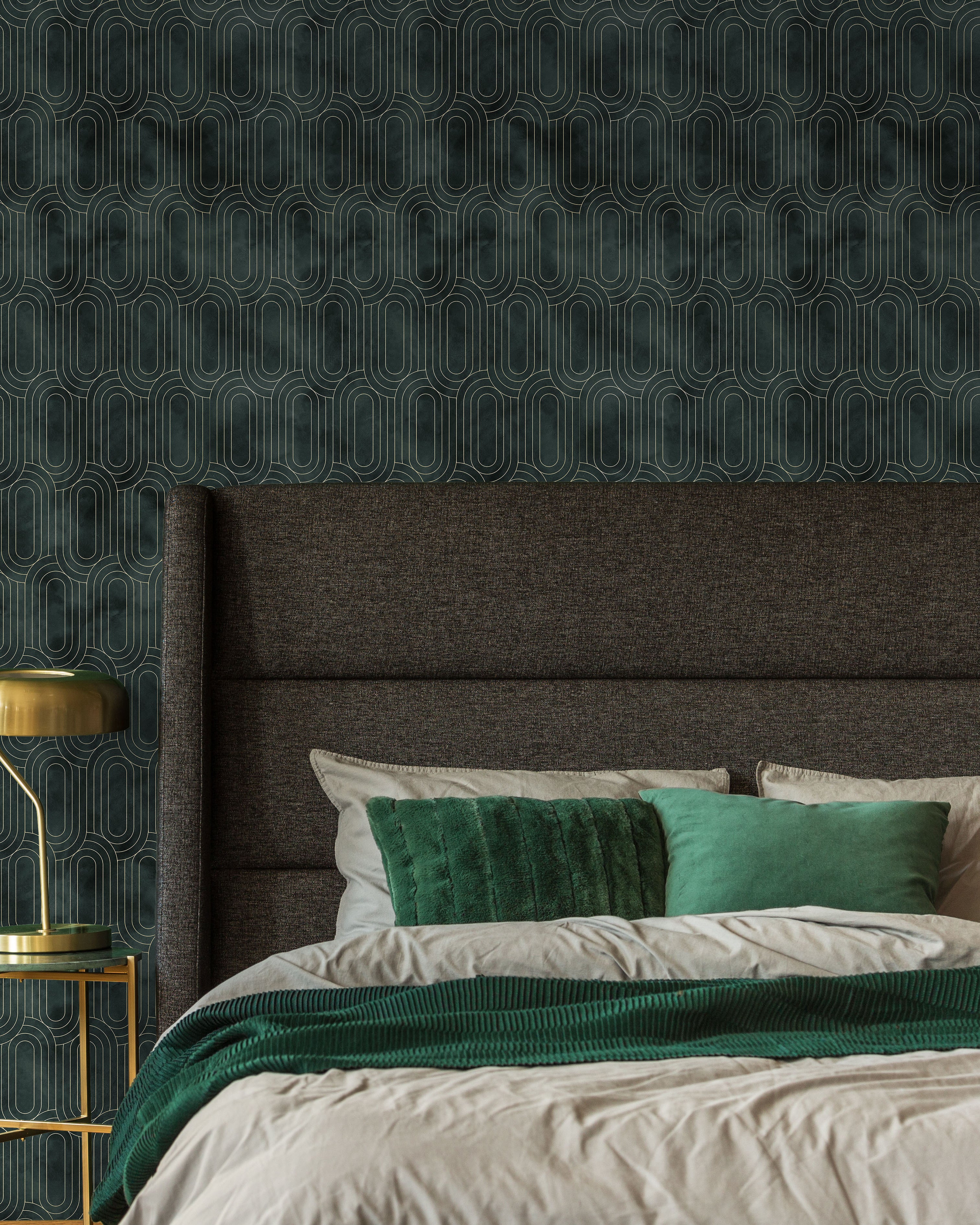 Royal Facade Peel and Stick Wallpaper, Removable Wallpaper, Traditional Wallpaper - Emerald Green | DeccoPrint