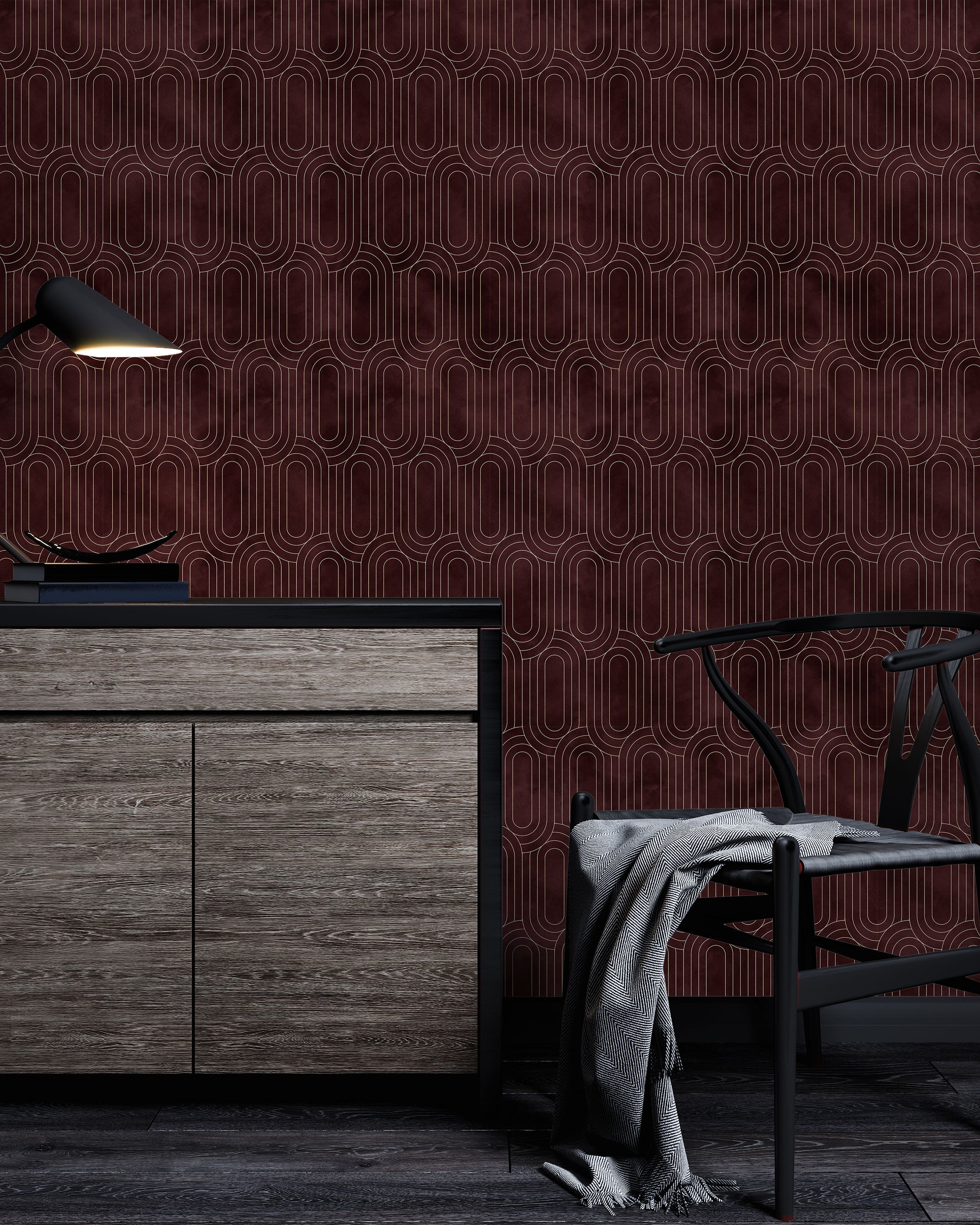 Royal Facade Peel and Stick Wallpaper, Removable Wallpaper, Traditional Wallpaper - Deep Red | DeccoPrint