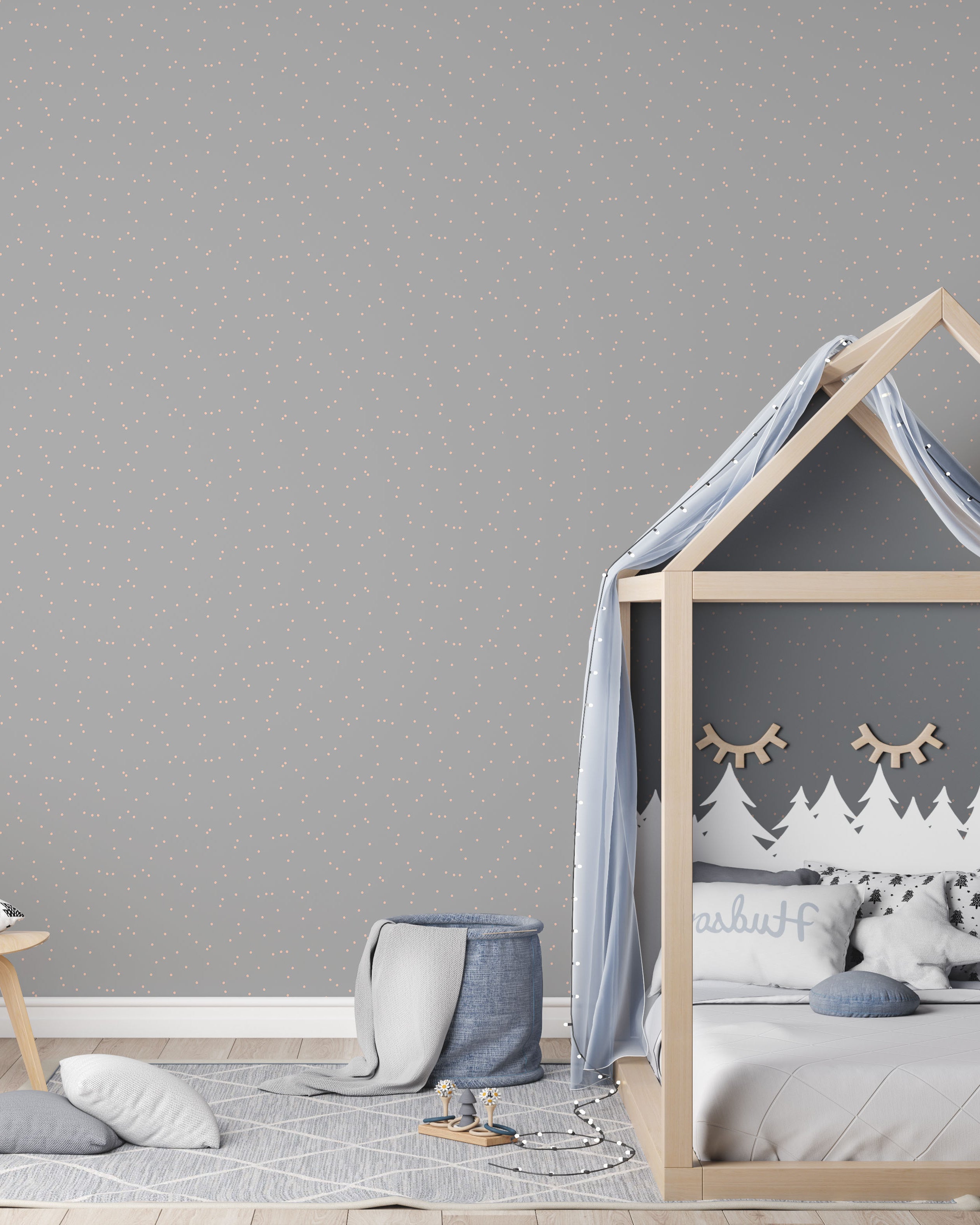 Pastel Dots Peel and Stick Wallpaper, Removable Wallpaper, Traditional Wallpaper - Warm Gray | DeccoPrint