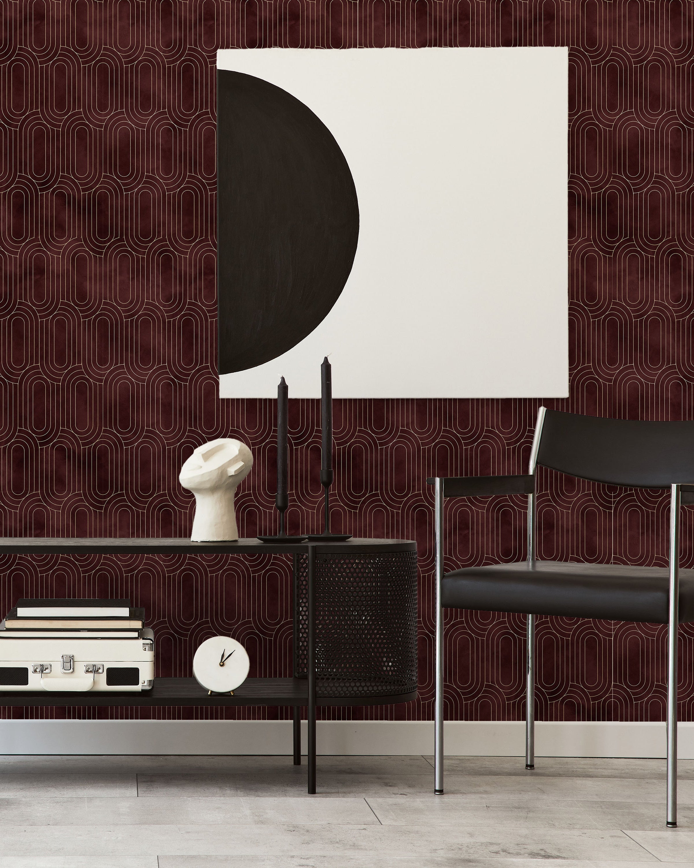 Royal Facade Peel and Stick Wallpaper, Removable Wallpaper, Traditional Wallpaper - Deep Red | DeccoPrint