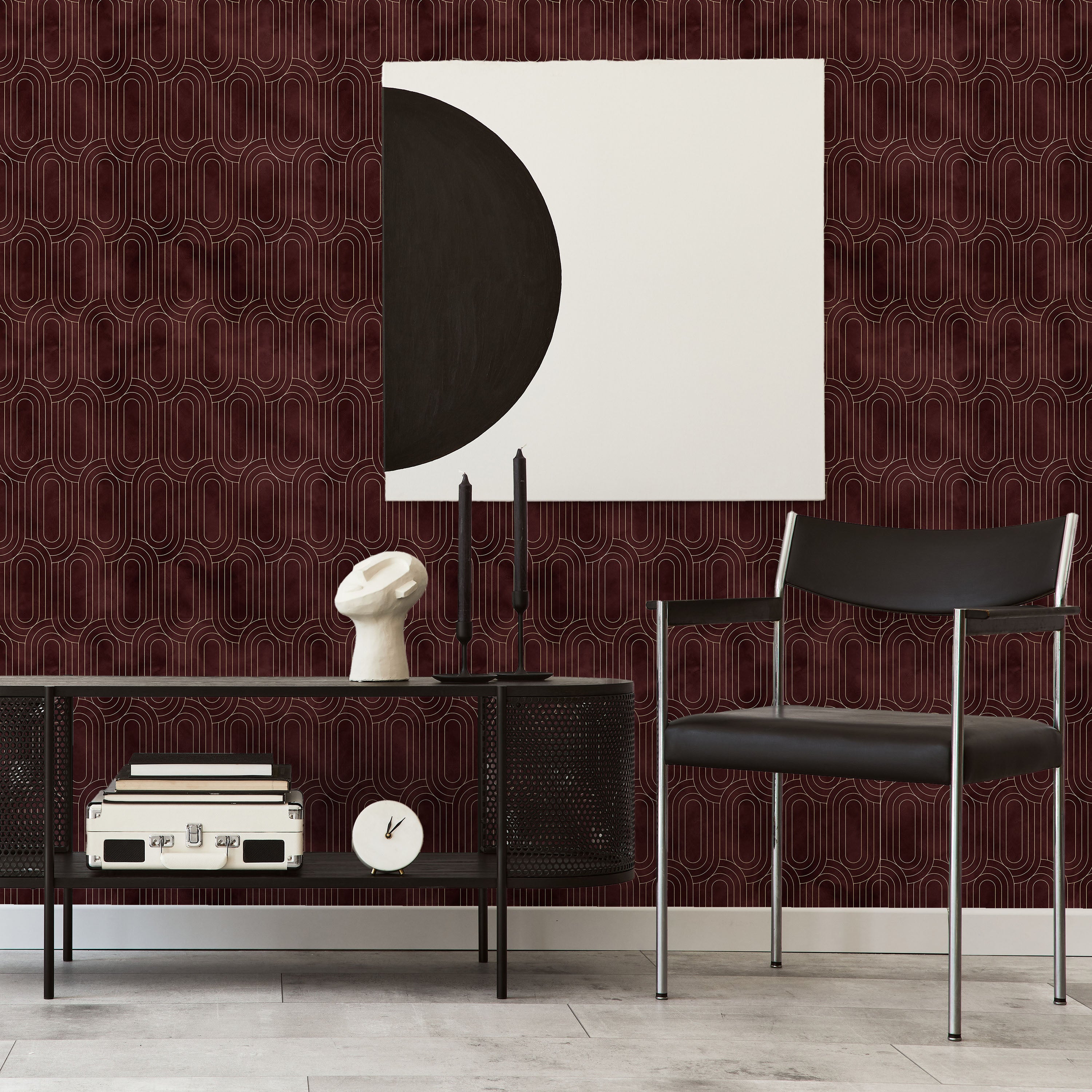 Royal Facade Peel and Stick Wallpaper, Removable Wallpaper, Traditional Wallpaper - Deep Red | DeccoPrint
