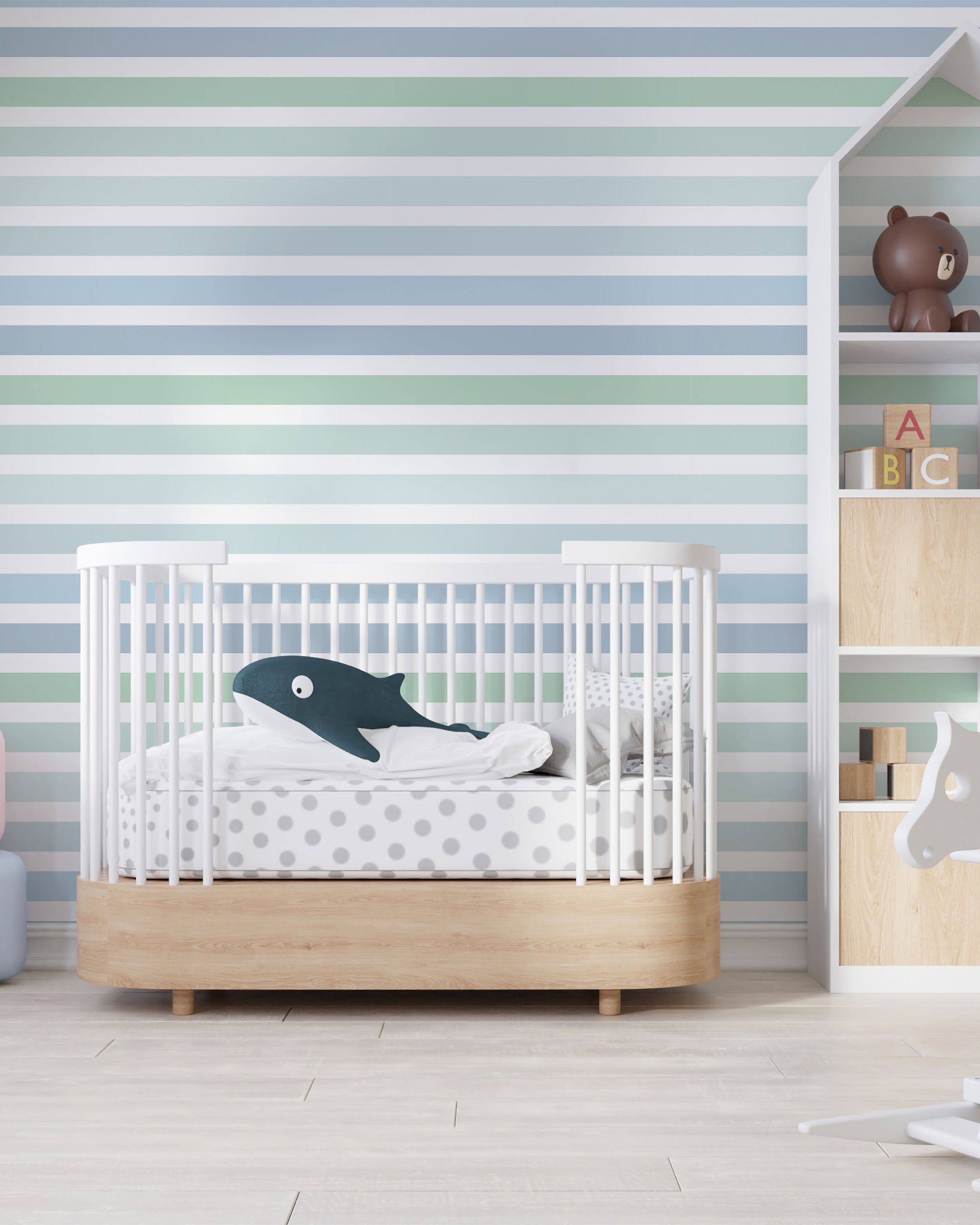 Colored Stripes Peel and Stick Wallpaper, Removable Wallpaper, Traditional Wallpaper - Ocean Tones | DeccoPrint
