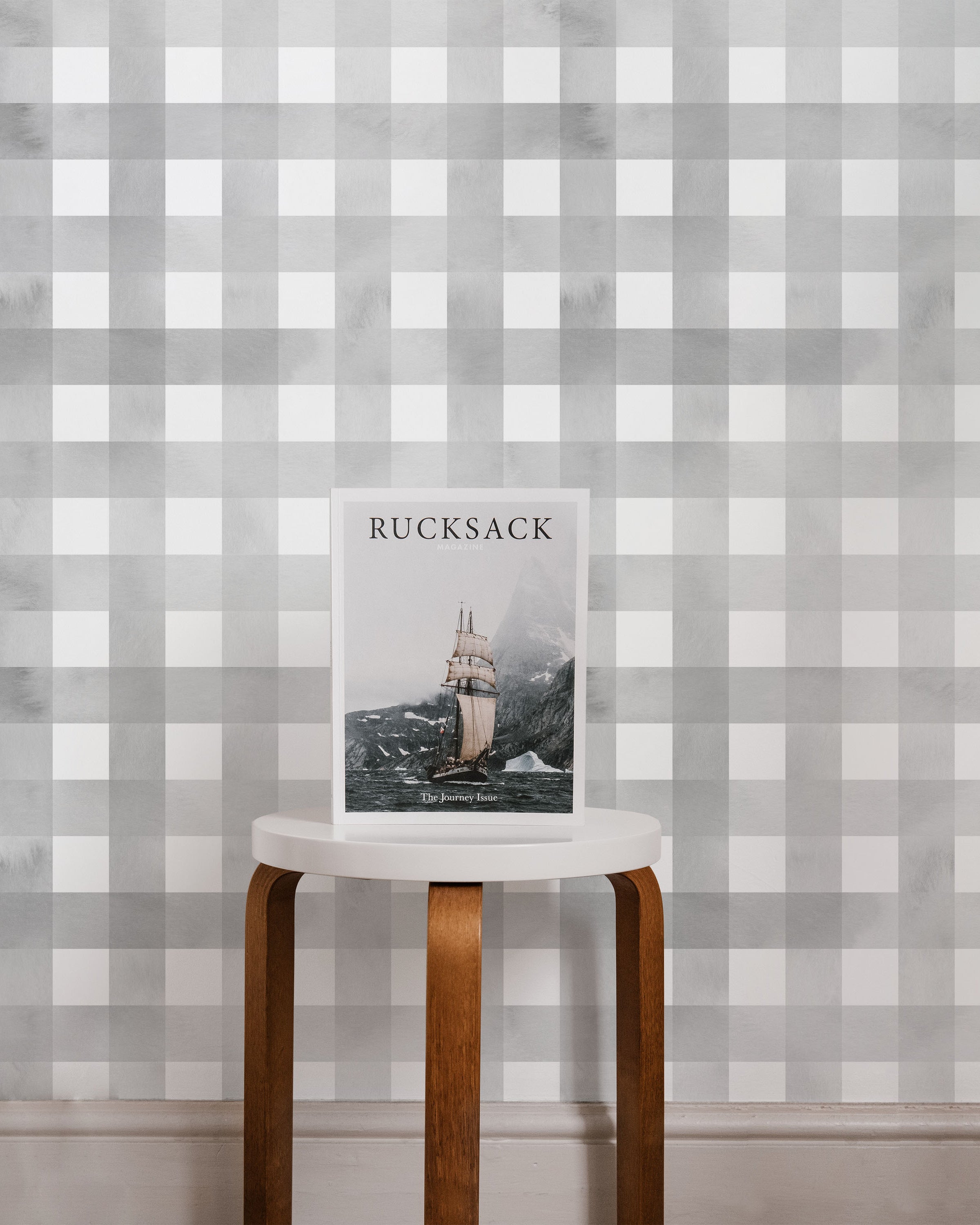 Watercolored Grid Peel and Stick Wallpaper, Removable Wallpaper, Traditional Wallpaper - Smoke Gray | DeccoPrint