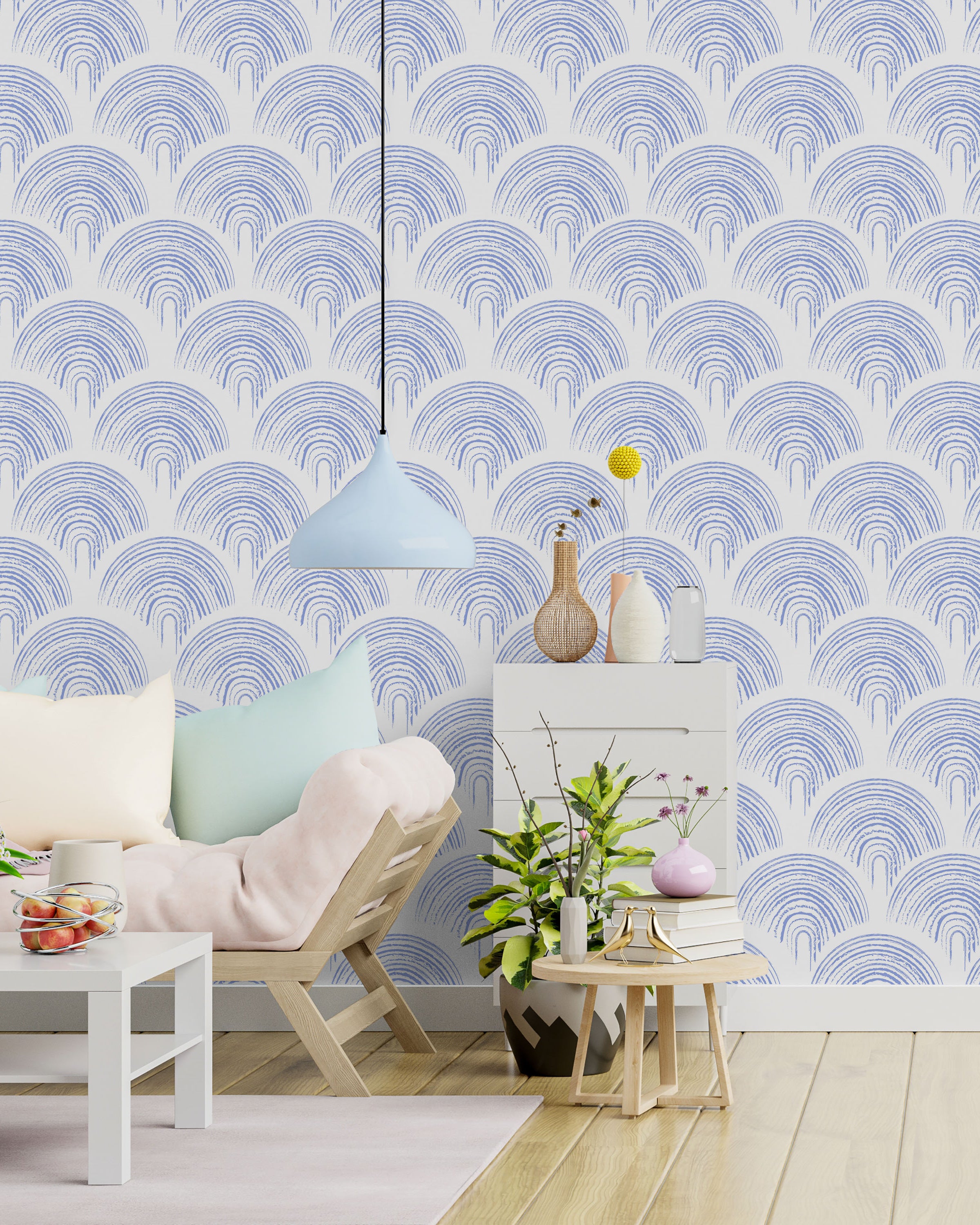 Playroom Peel and Stick Wallpaper, Removable Wallpaper, Traditional Wallpaper - Baby Blue | DeccoPrint