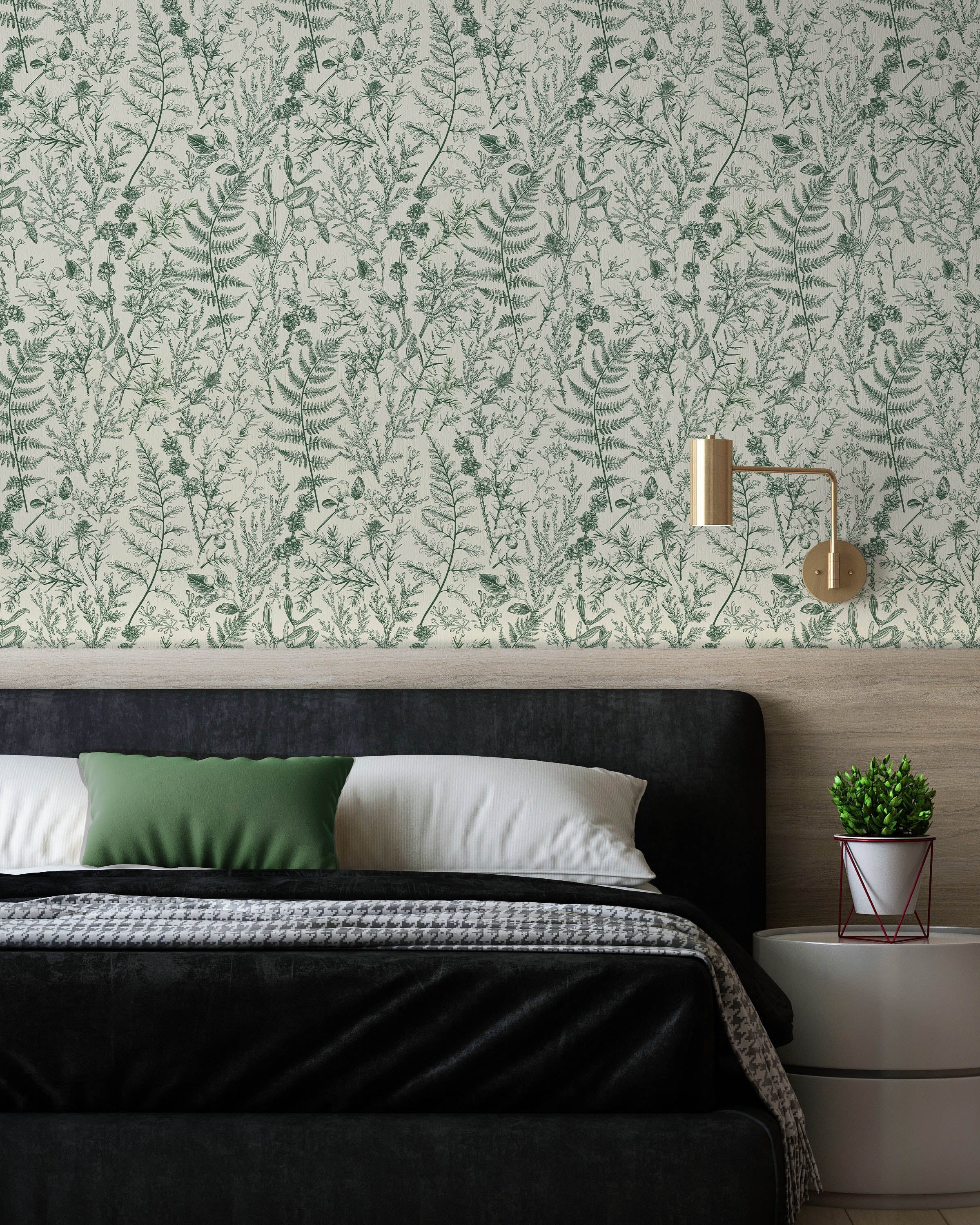 Forest Dream Peel and Stick Wallpaper, Removable Wallpaper, Traditional Wallpaper - Pine Green | DeccoPrint
