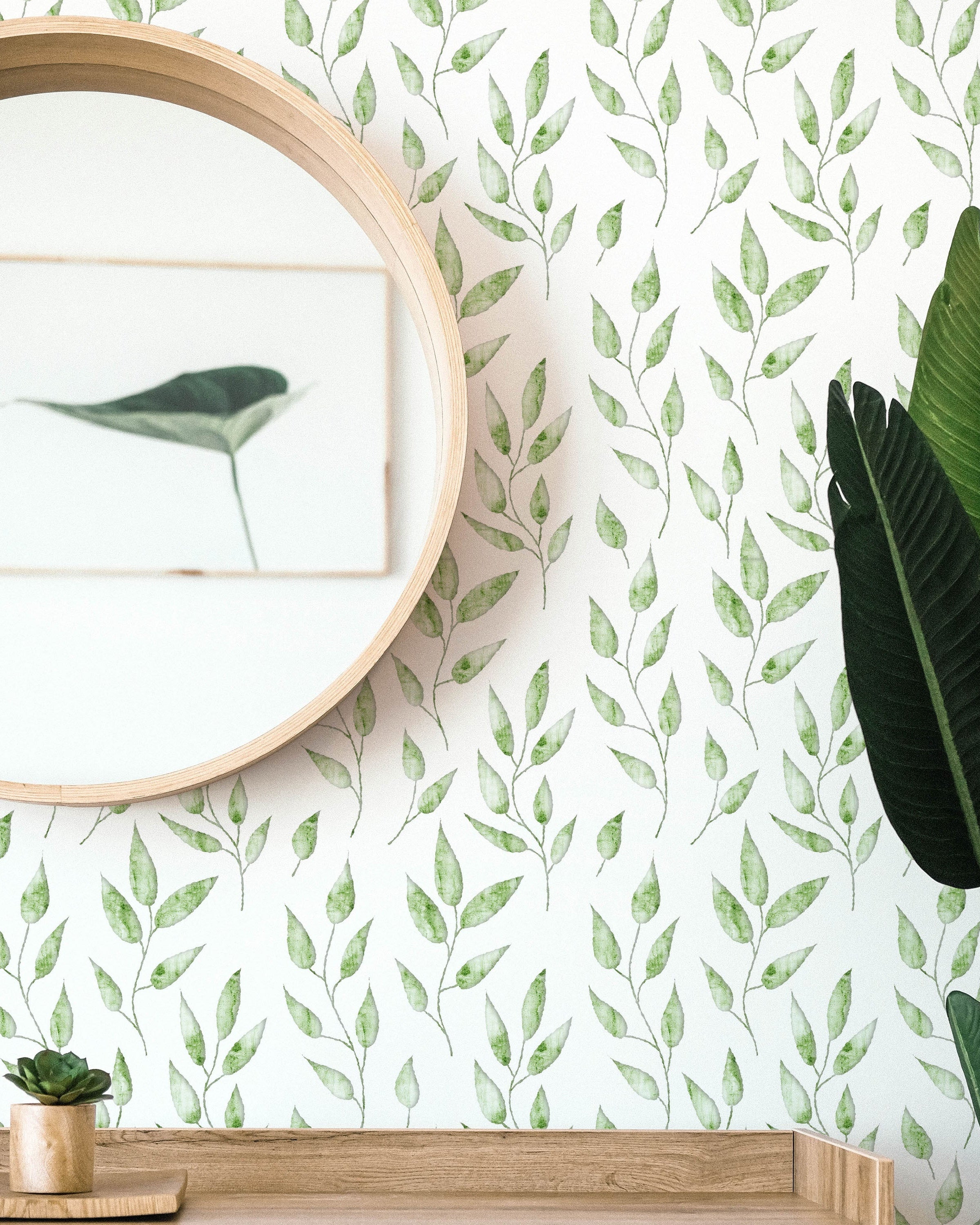 Green Foliage Peel and Stick Wallpaper, Removable Wallpaper, Traditional Wallpaper | DeccoPrint