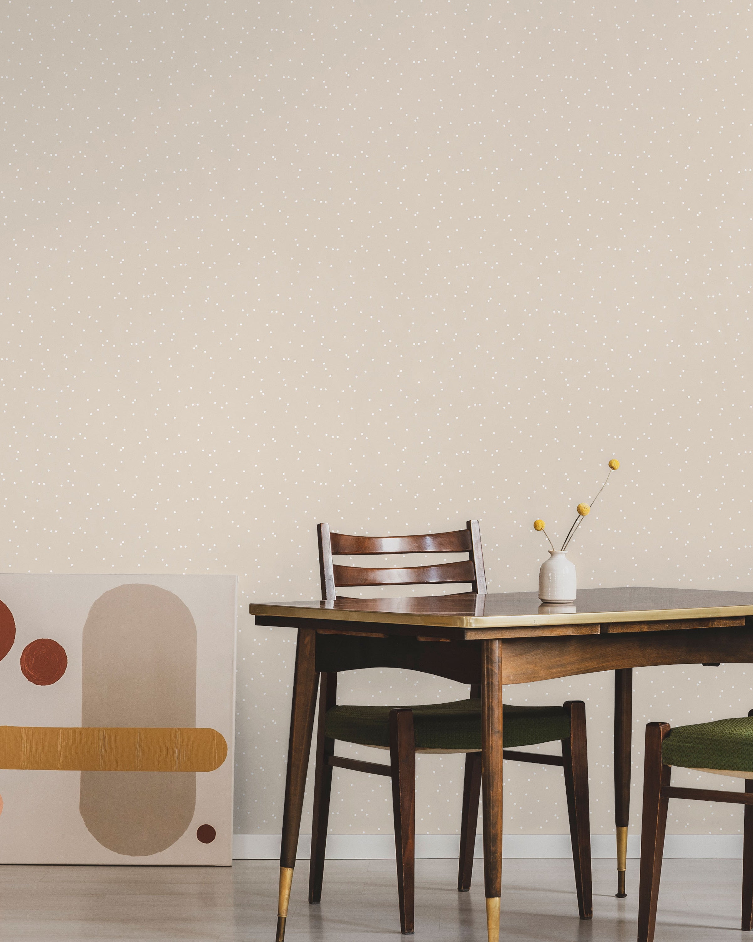 Pastel Dots Peel and Stick Wallpaper, Removable Wallpaper, Traditional Wallpaper - Sand Beige | DeccoPrint