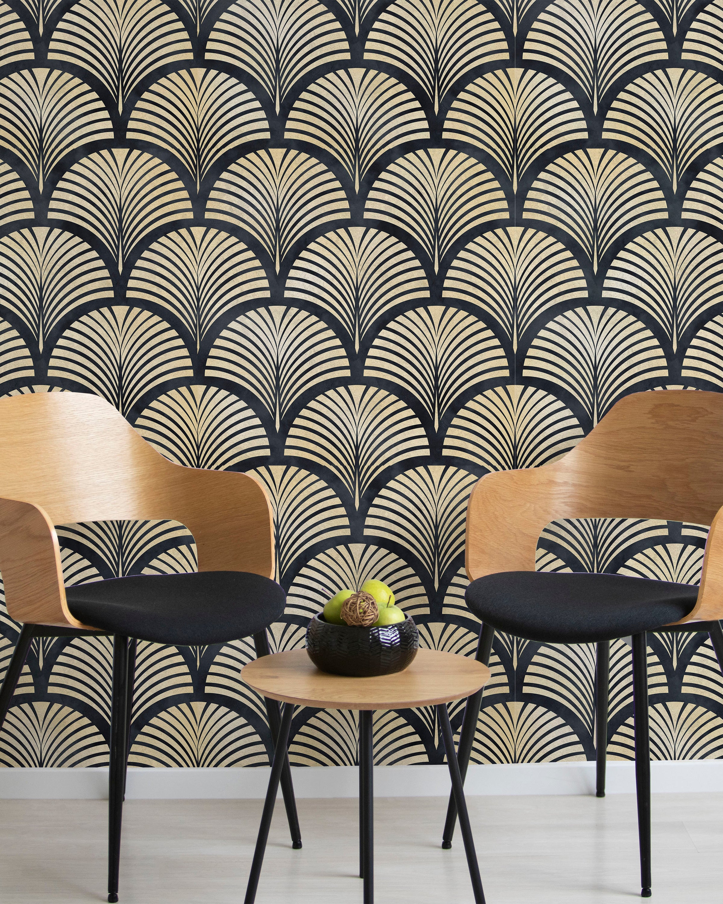 Deco Arcs Peel and Stick Wallpaper, Removable Wallpaper, Traditional Wallpaper - Dark Blue | DeccoPrint