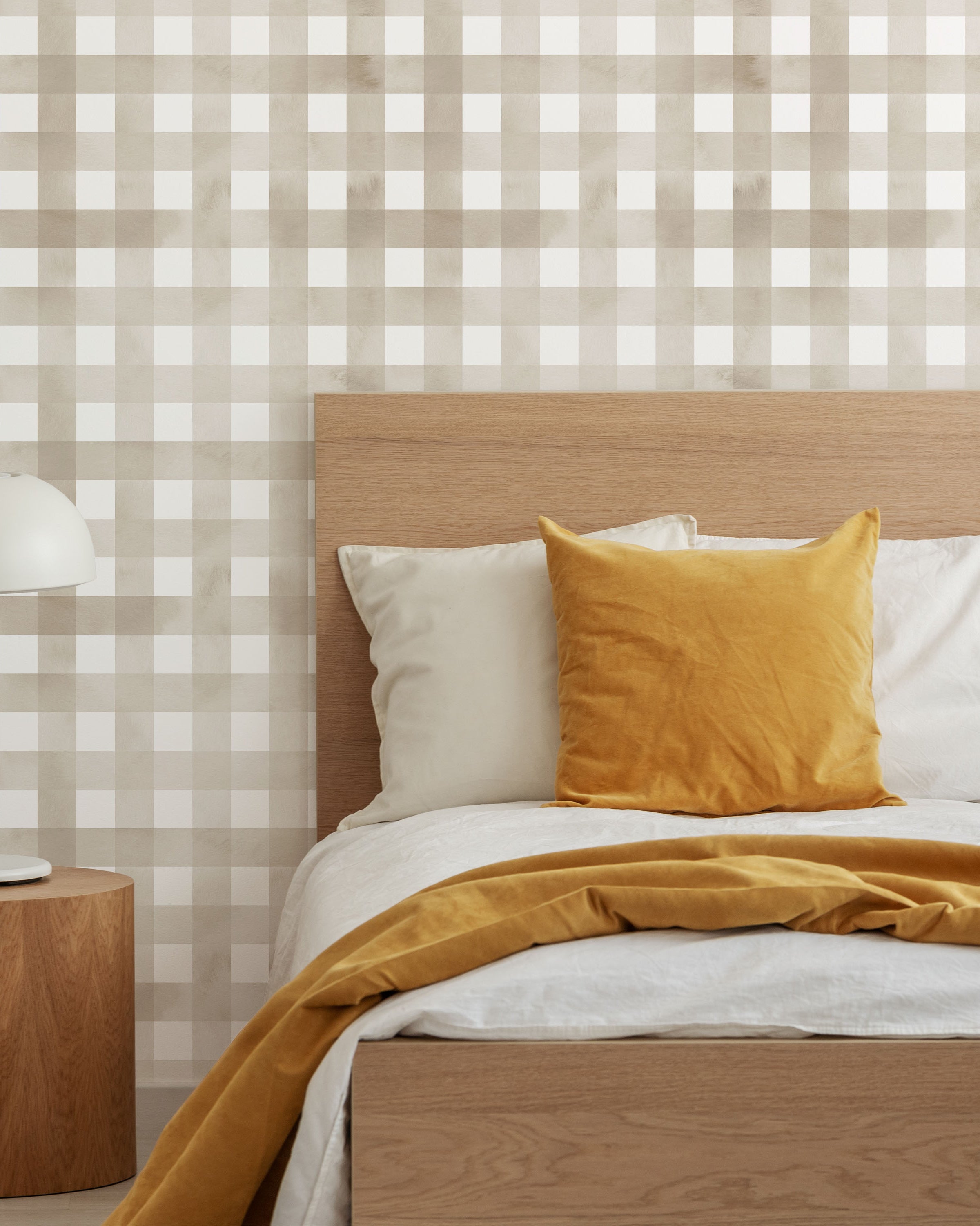 Watercolored Grid Peel and Stick Wallpaper, Removable Wallpaper, Traditional Wallpaper - Sand Beige | DeccoPrint