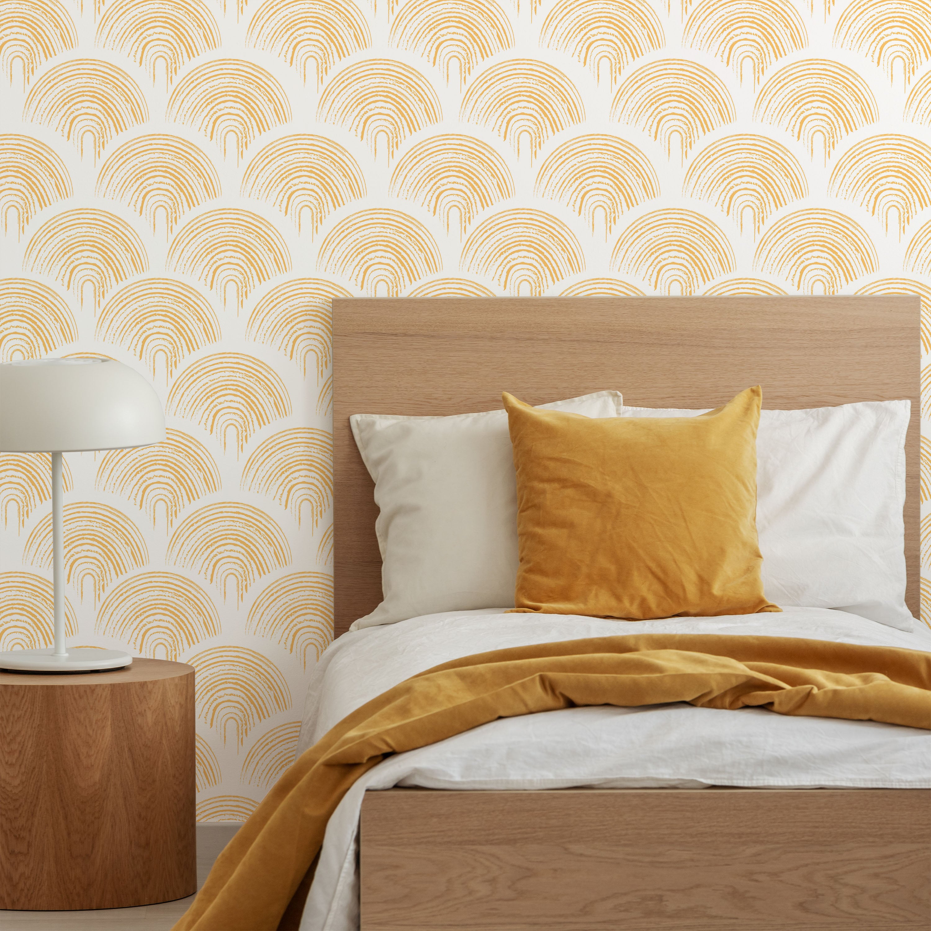 Playroom Peel and Stick Wallpaper, Removable Wallpaper, Traditional Wallpaper - Mustard Yellow | DeccoPrint