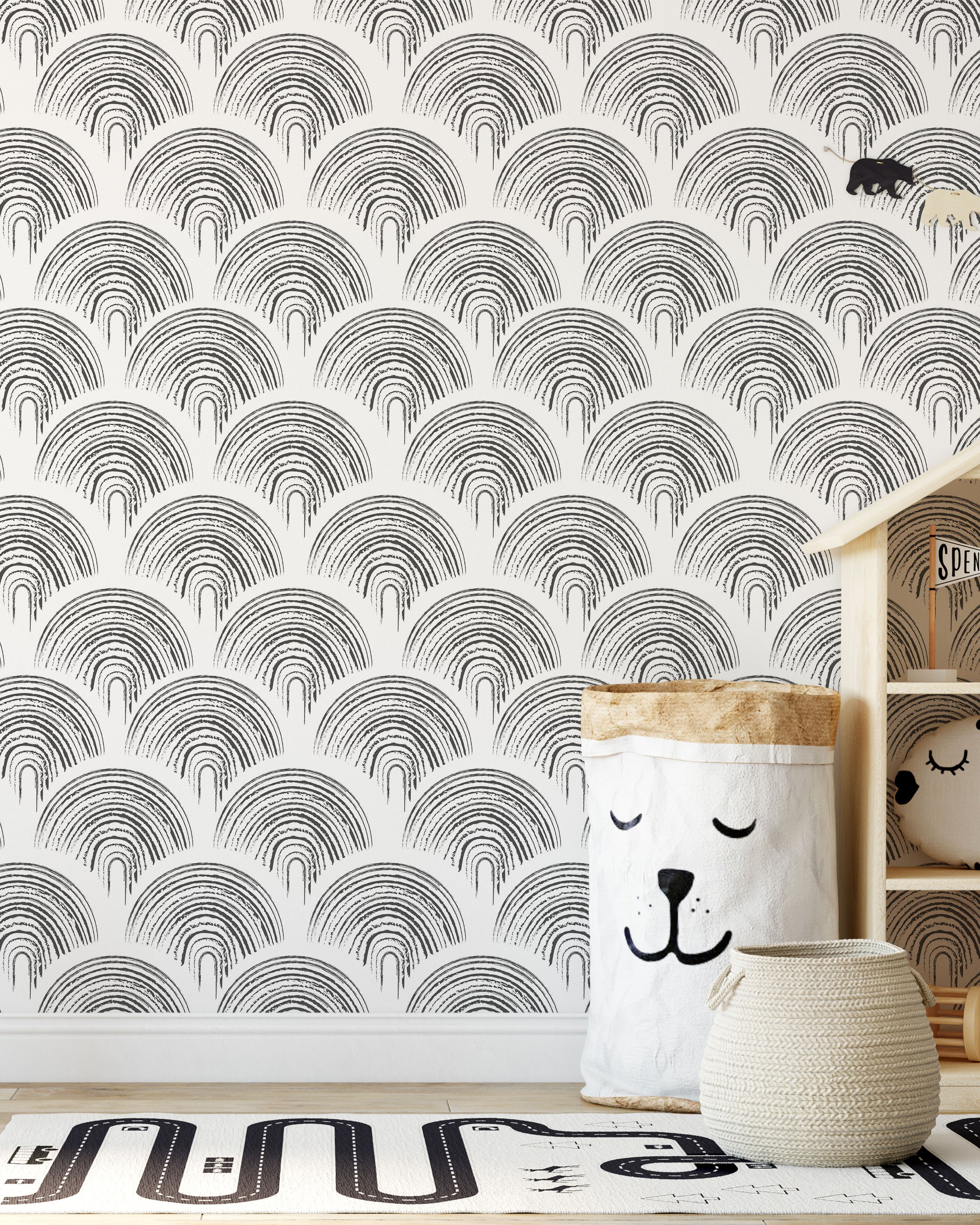 Playroom Peel and Stick Wallpaper, Removable Wallpaper, Traditional Wallpaper - Black and White | DeccoPrint