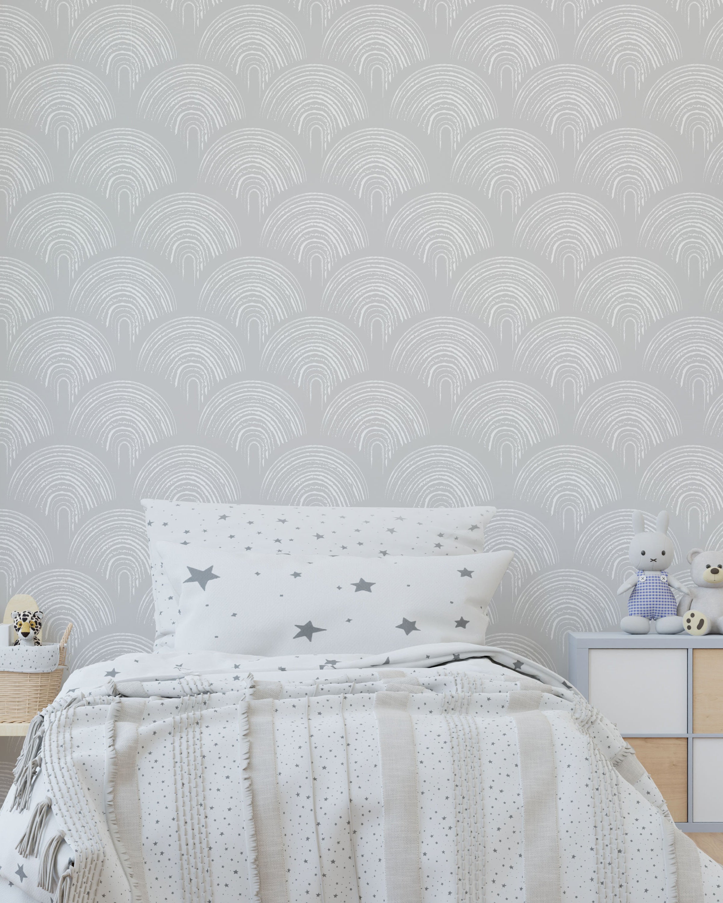 Playroom Peel and Stick Wallpaper, Removable Wallpaper, Traditional Wallpaper - Light Gray | DeccoPrint