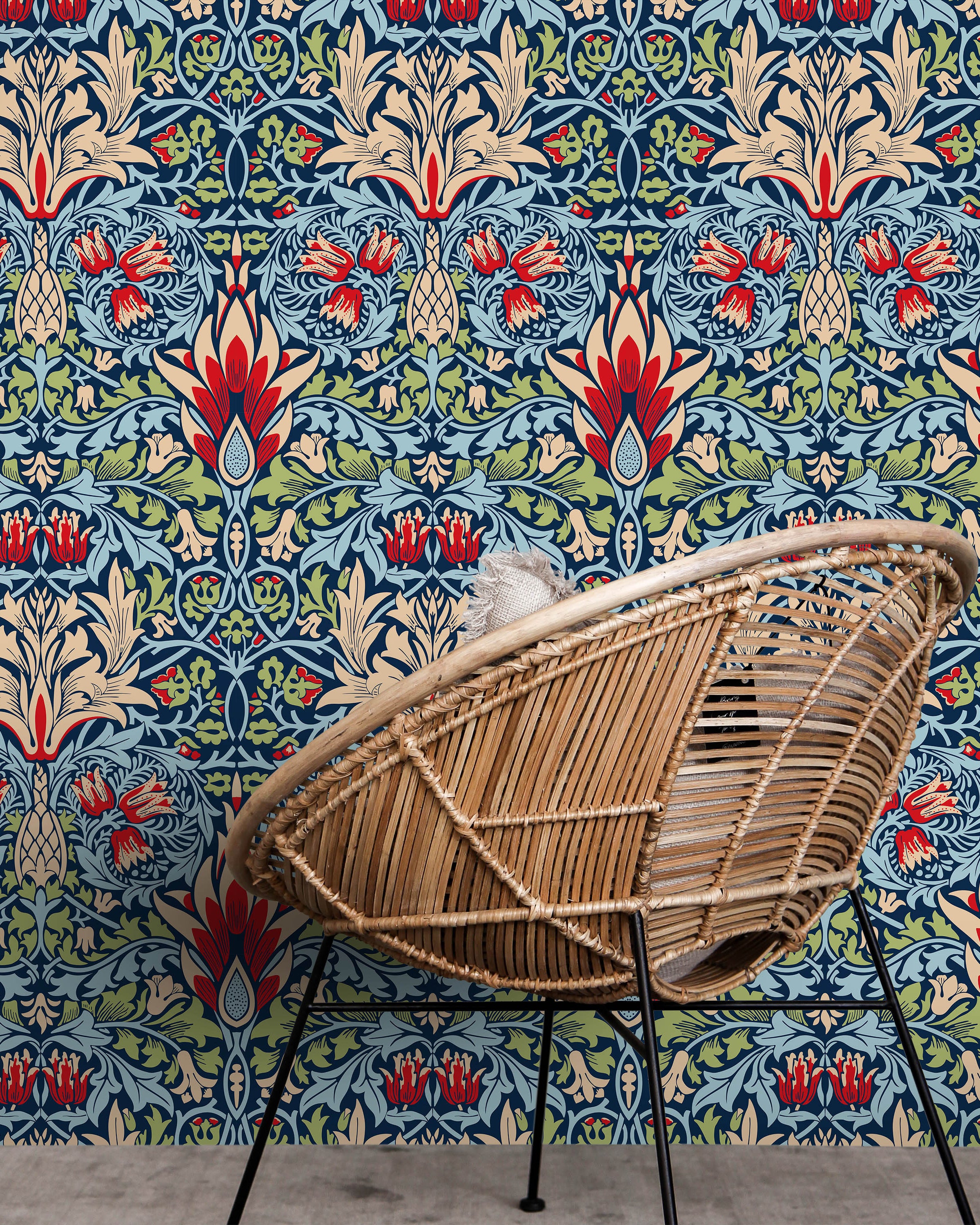 William Morris X Snakeshead Peel and Stick Wallpaper, Removable Wallpaper, Traditional Wallpaper - Blue | DeccoPrint