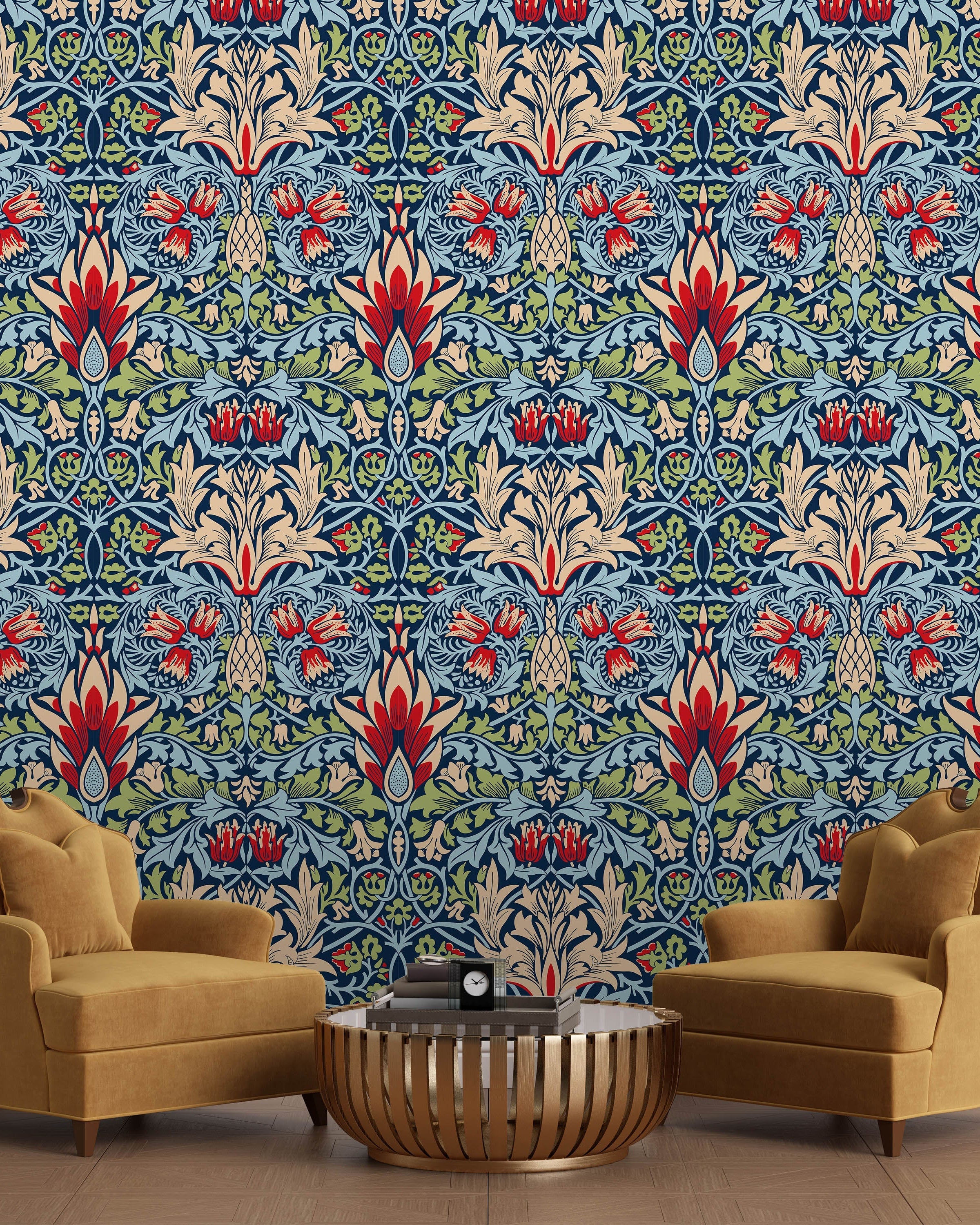 William Morris X Snakeshead Peel and Stick Wallpaper, Removable Wallpaper, Traditional Wallpaper - Blue | DeccoPrint