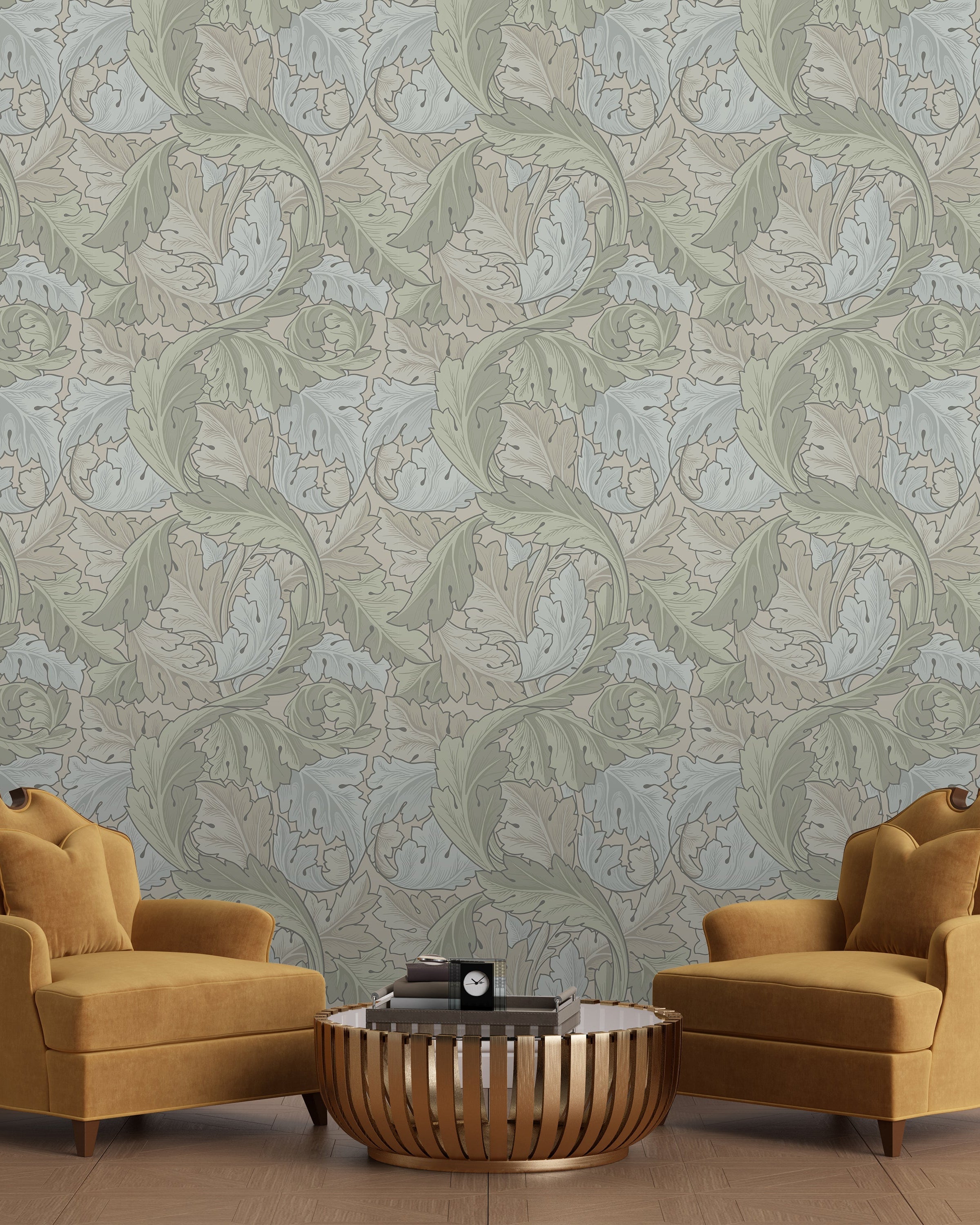William Morris X Acanthus Peel and Stick Wallpaper, Removable Wallpaper, Traditional Wallpaper - Sage | DeccoPrint