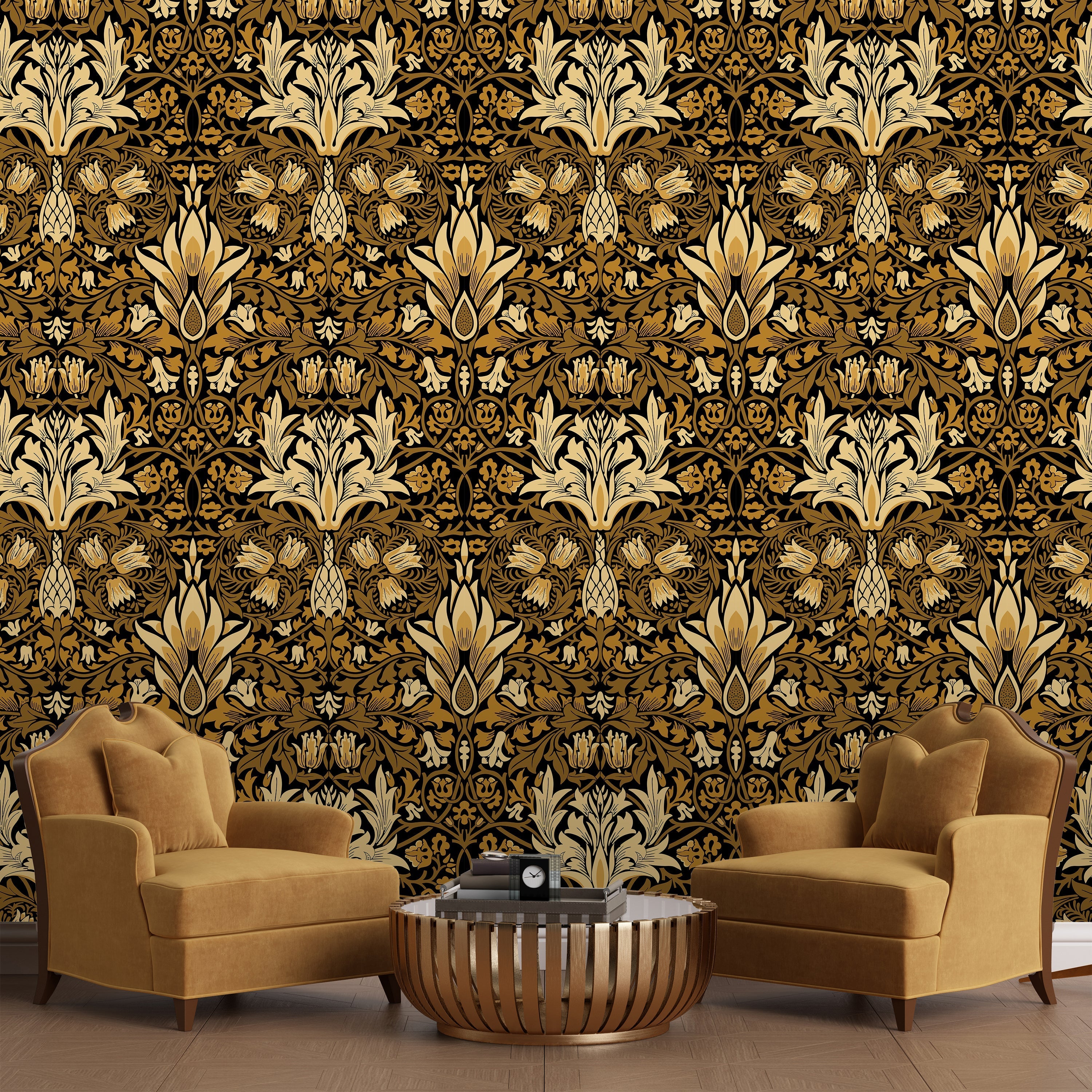William Morris X Snakeshead Peel and Stick Wallpaper, Removable Wallpaper, Traditional Wallpaper - Gold | DeccoPrint