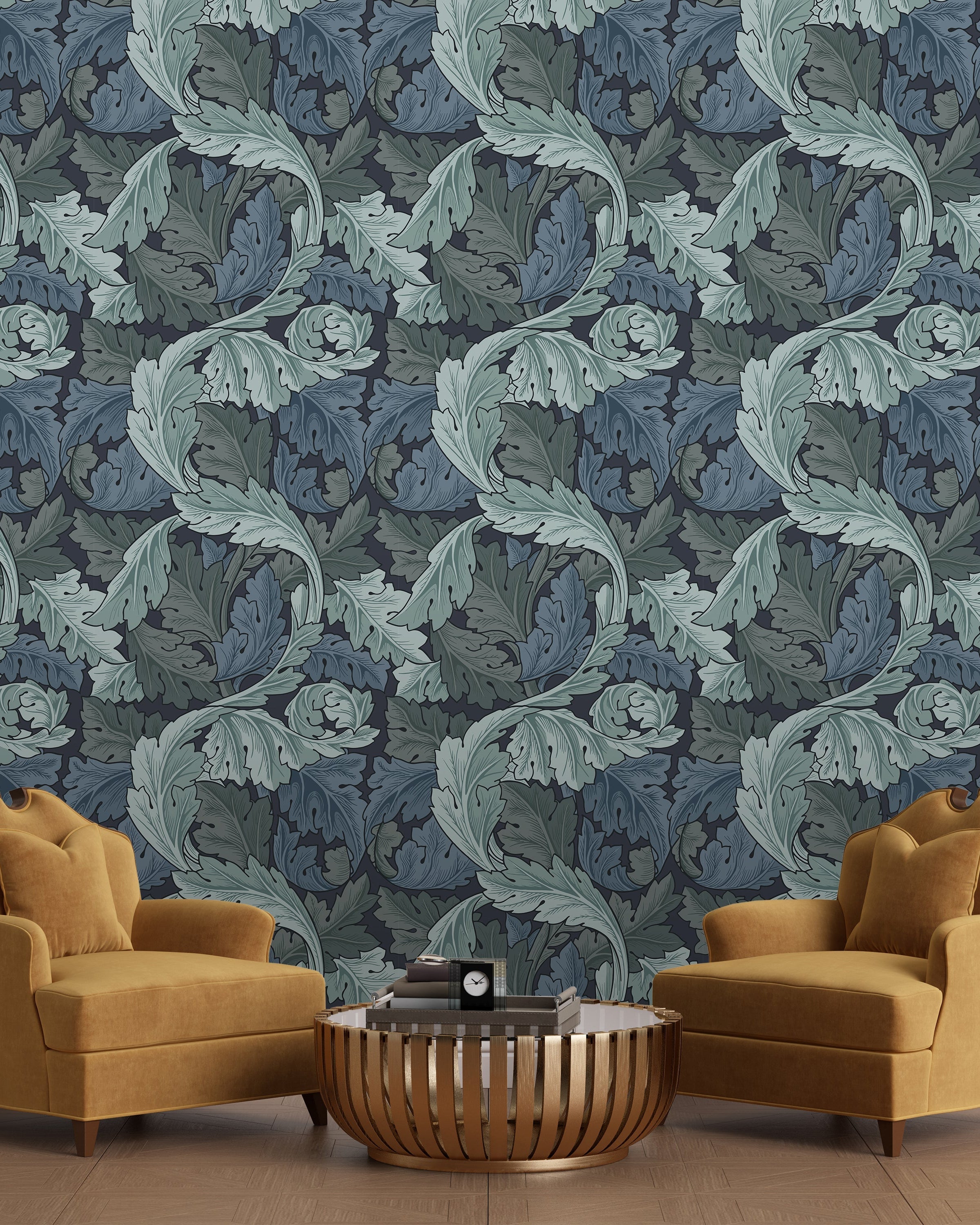 William Morris X Acanthus Peel and Stick Wallpaper, Removable Wallpaper, Traditional Wallpaper - Blue | DeccoPrint