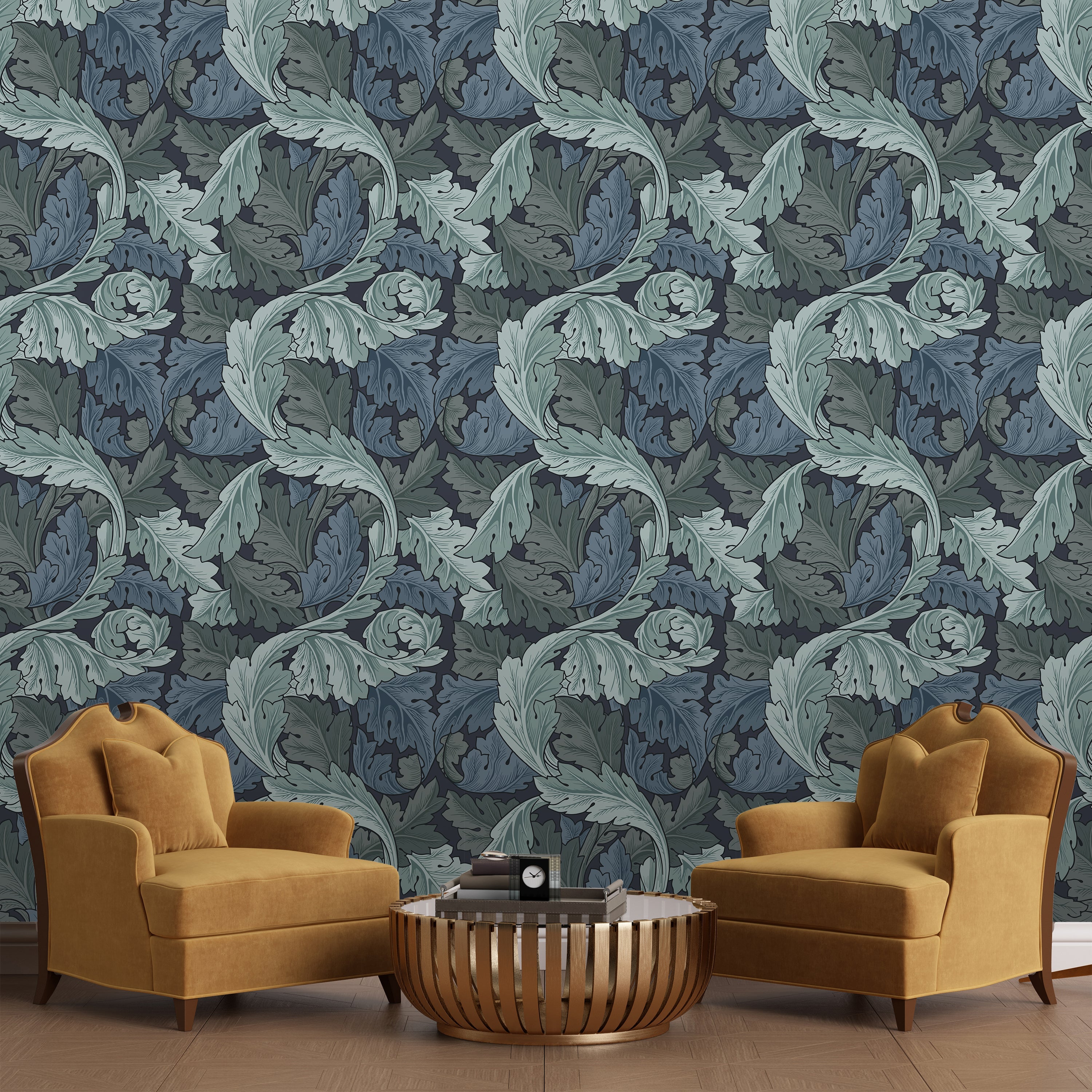 William Morris X Acanthus Peel and Stick Wallpaper, Removable Wallpaper, Traditional Wallpaper - Blue | DeccoPrint