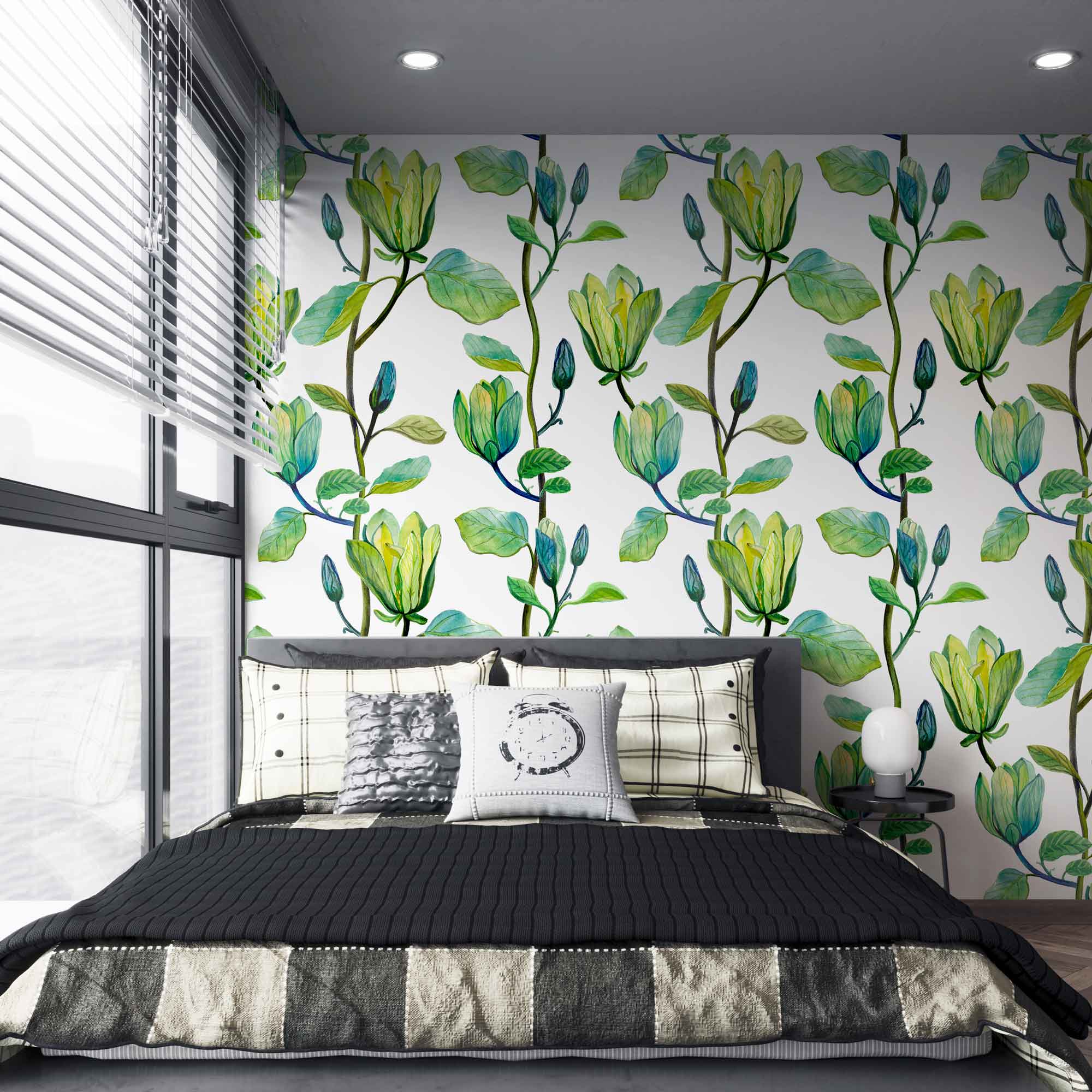 Green Magnolia Peel and Stick Wallpaper, Removable Wallpaper, Traditional Wallpaper | DeccoPrint